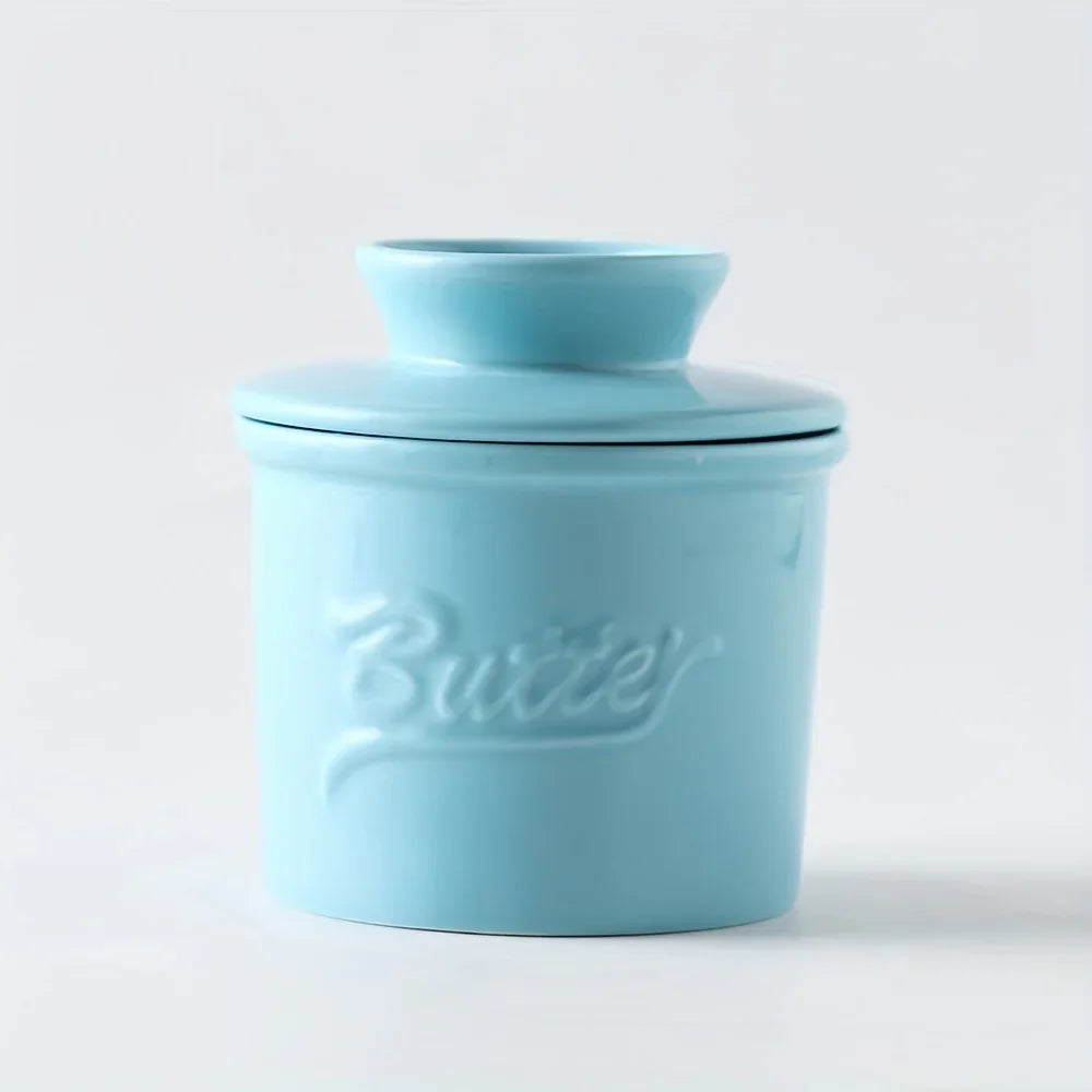 Marble-texture ceramic butter dish