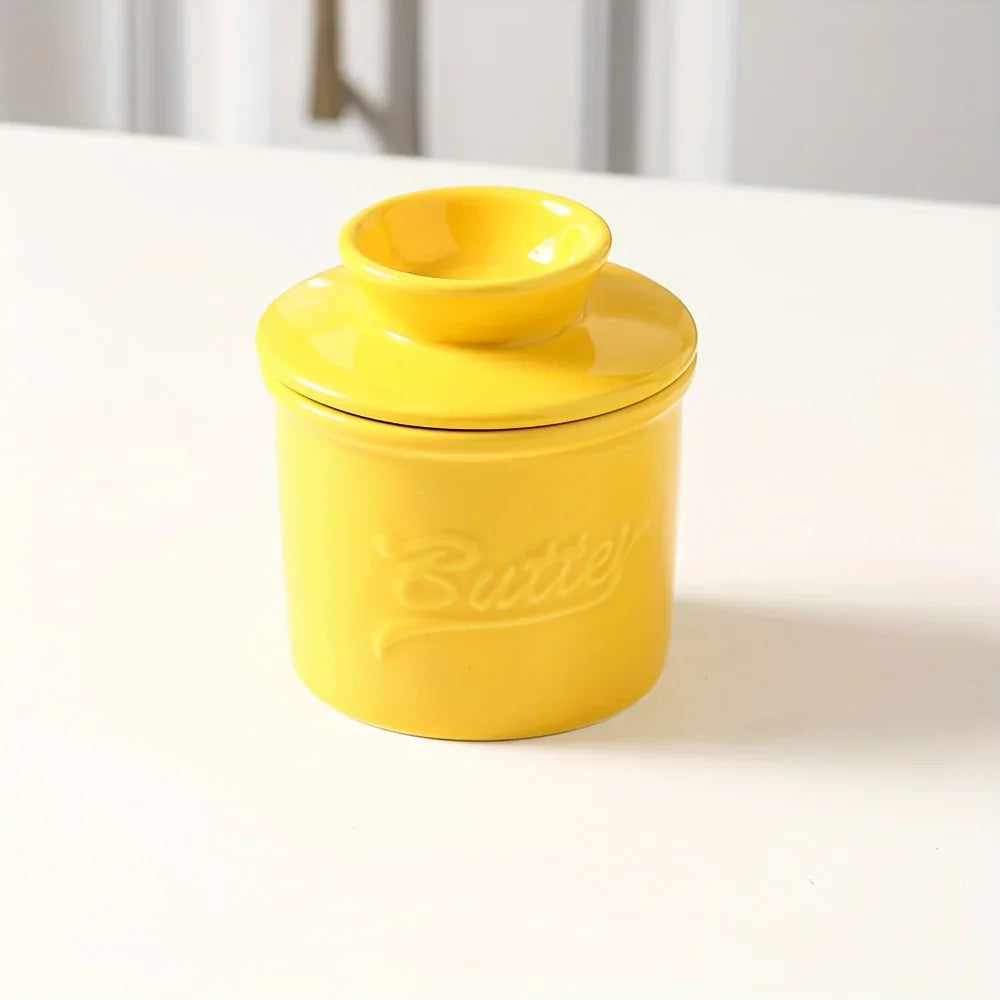 Marble-texture ceramic butter dish