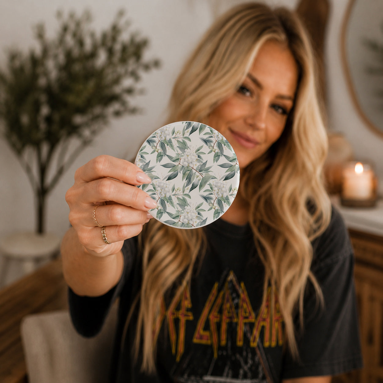 Eucalyptus Ceramic Coasters — Set of 6