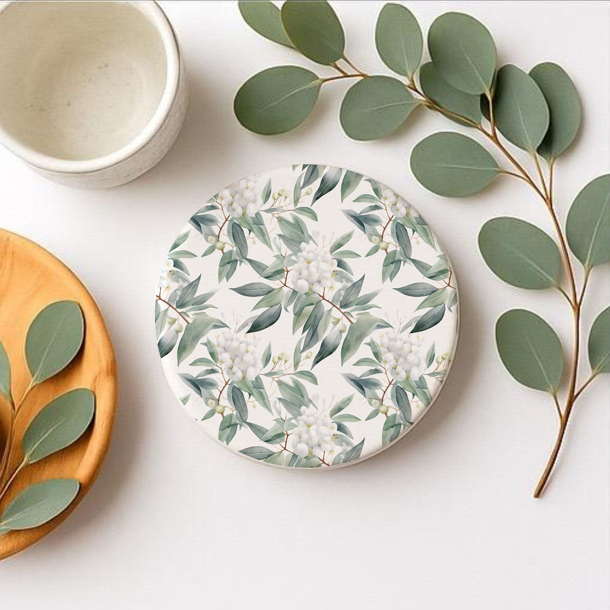Eucalyptus Ceramic Coasters — Set of 6