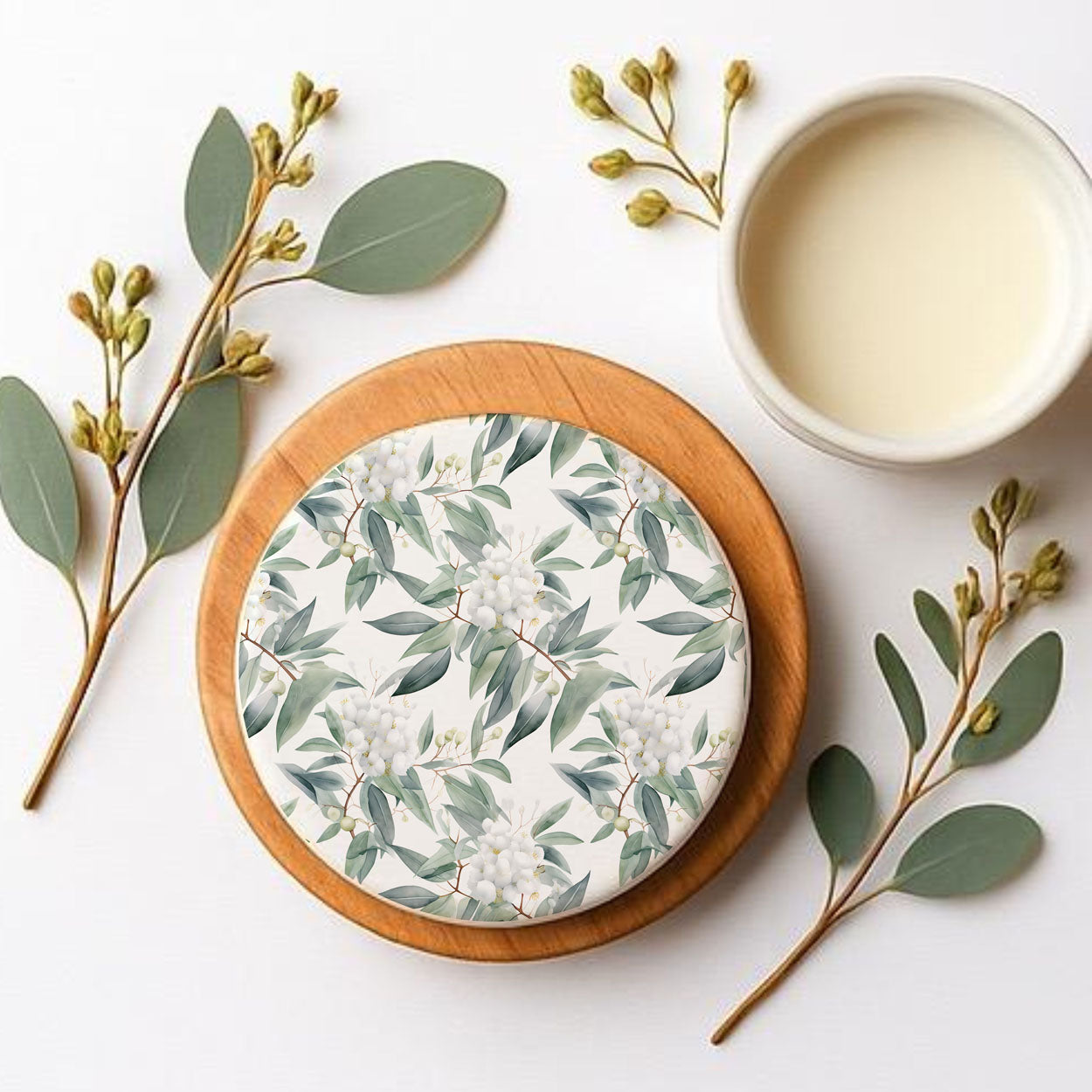 Eucalyptus Ceramic Coasters — Set of 6