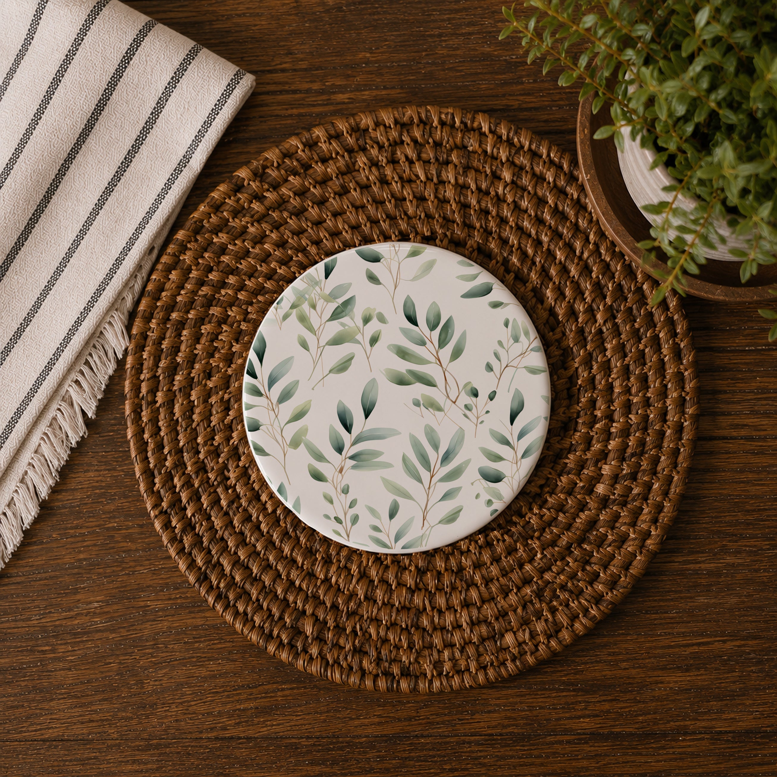 Eucalyptus Ceramic Coasters — Set of 6
