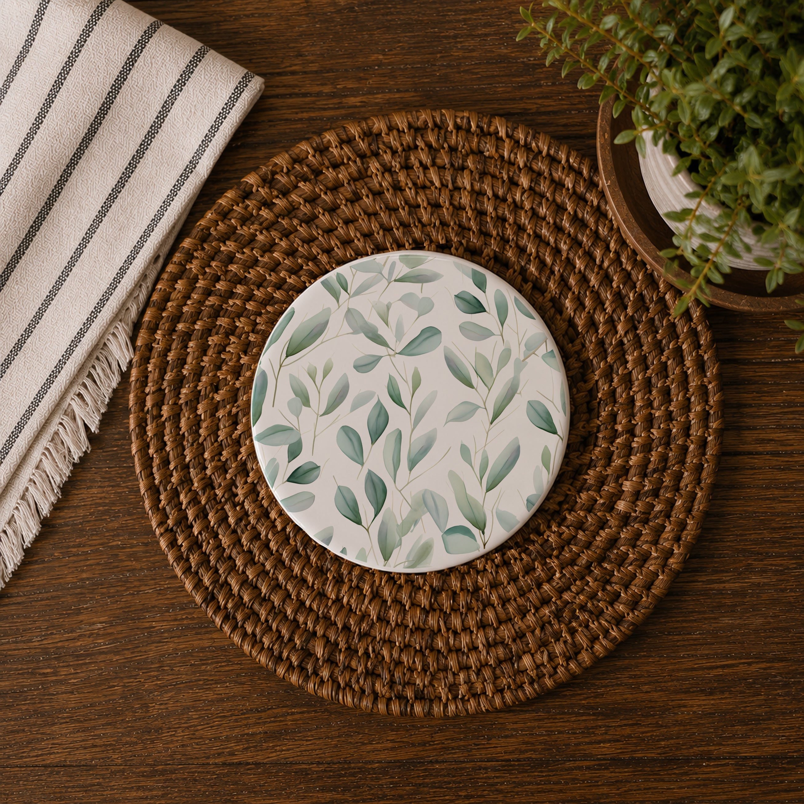 Eucalyptus Ceramic Coasters — Set of 6