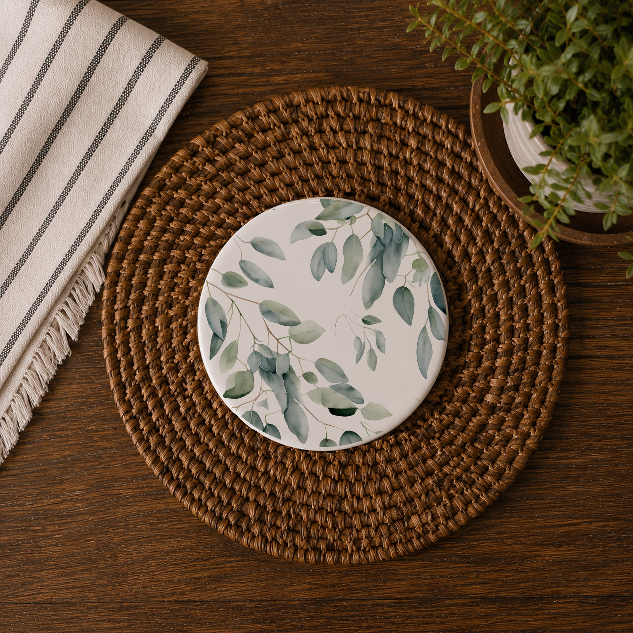 Eucalyptus Ceramic Coasters — Set of 6