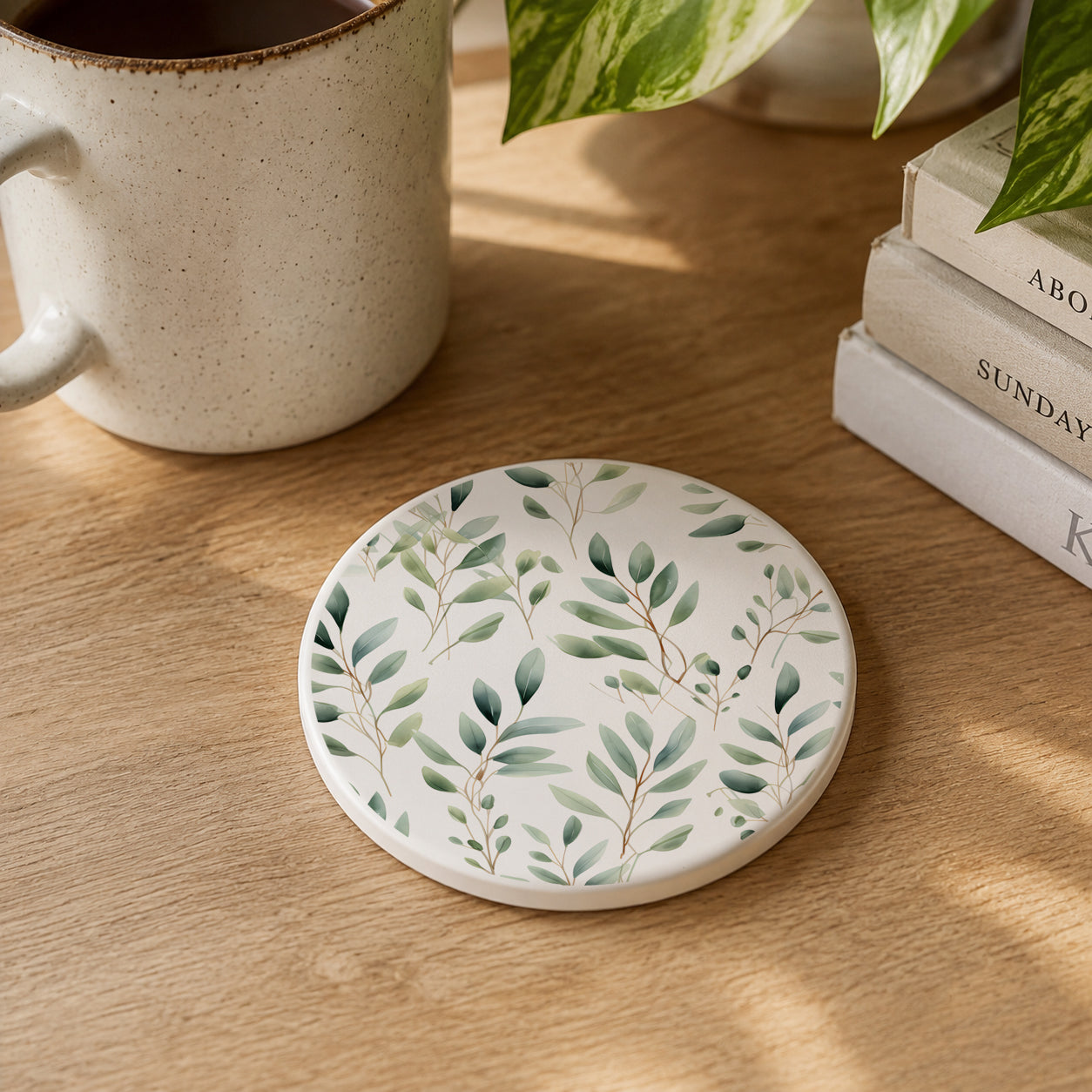 Eucalyptus Ceramic Coasters — Set of 6