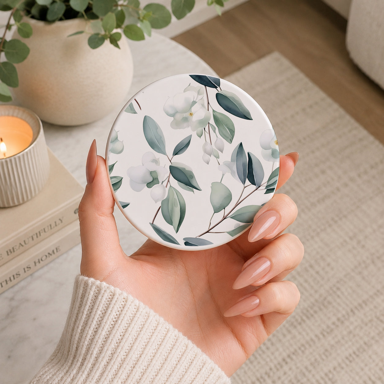 Eucalyptus Ceramic Coasters — Set of 6