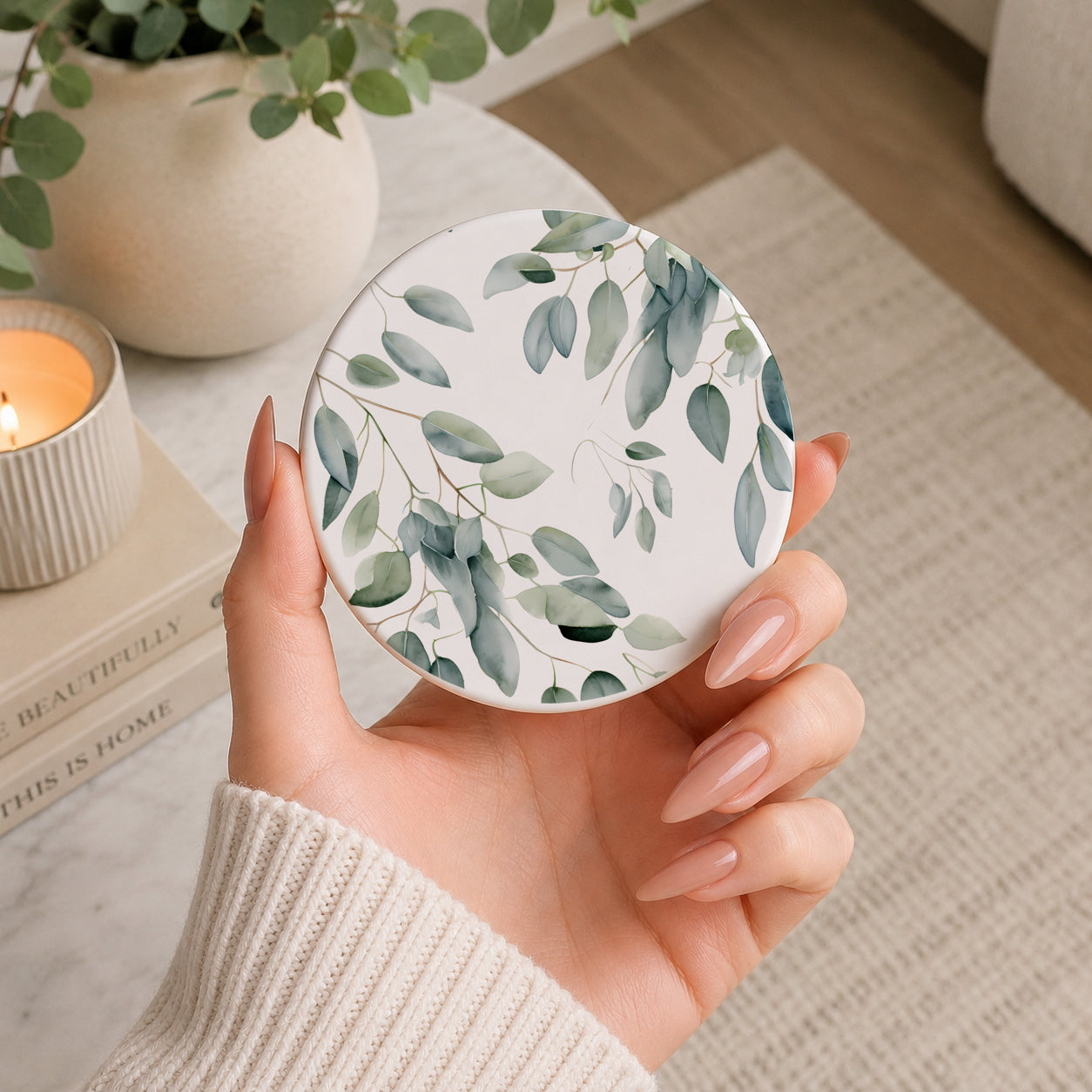 Eucalyptus Ceramic Coasters — Set of 6