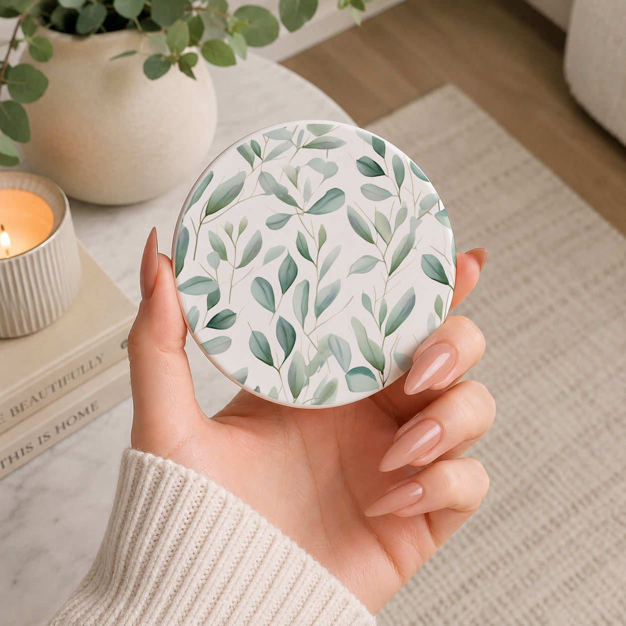Eucalyptus Ceramic Coasters — Set of 6