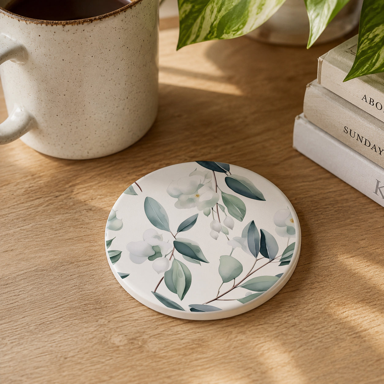 Eucalyptus Ceramic Coasters — Set of 6