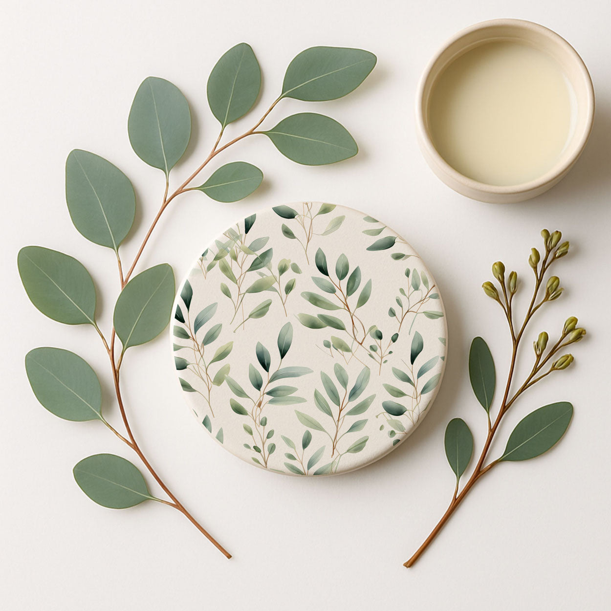 Eucalyptus Ceramic Coasters — Set of 6