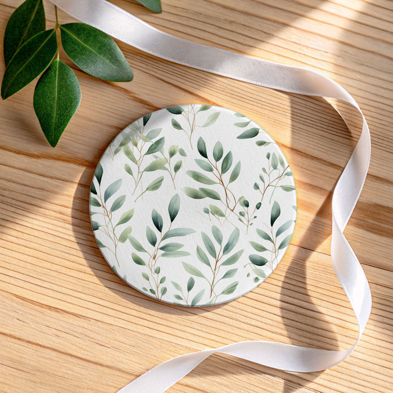 Eucalyptus Ceramic Coasters — Set of 6
