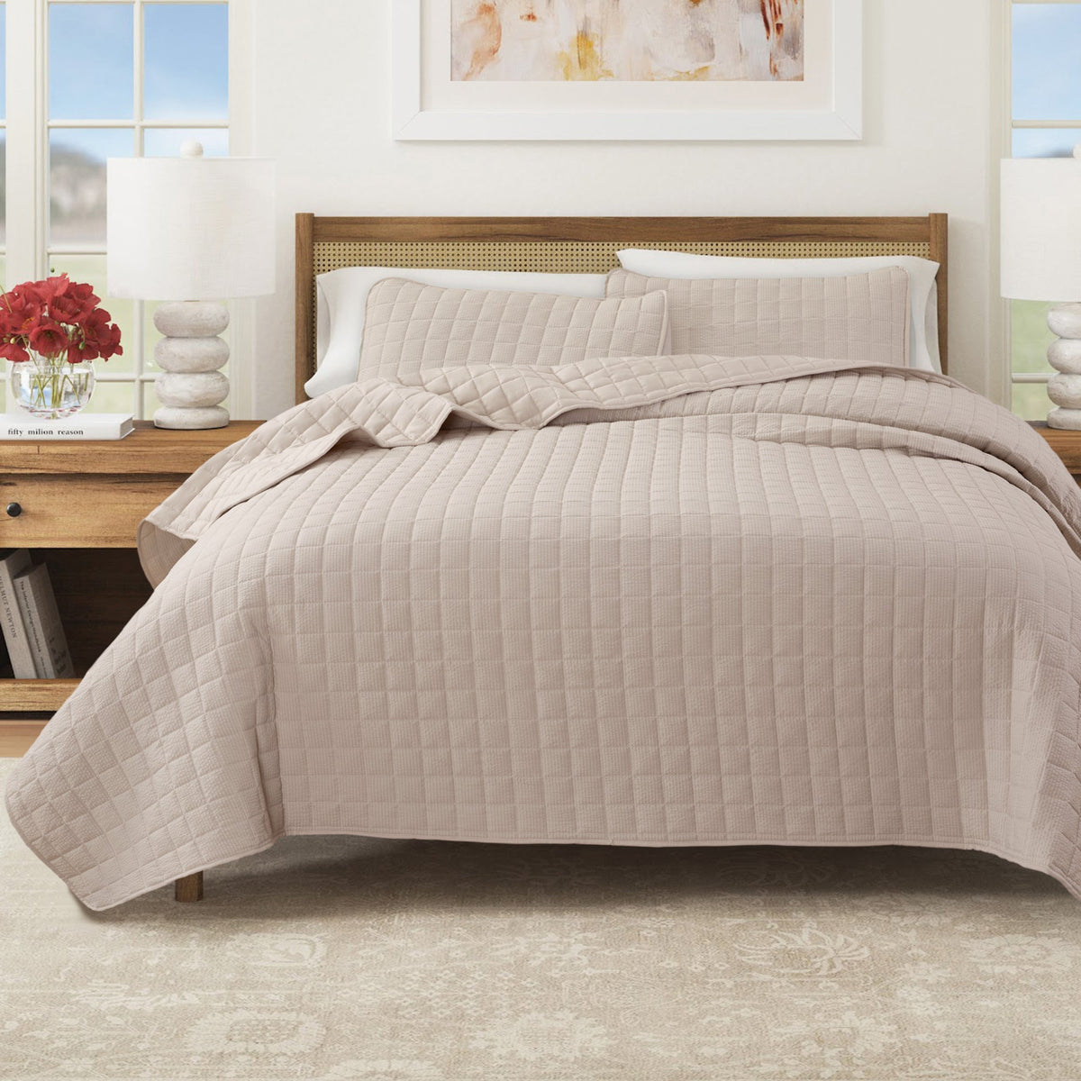 Seersucker Box-Stitched Quilt Set
