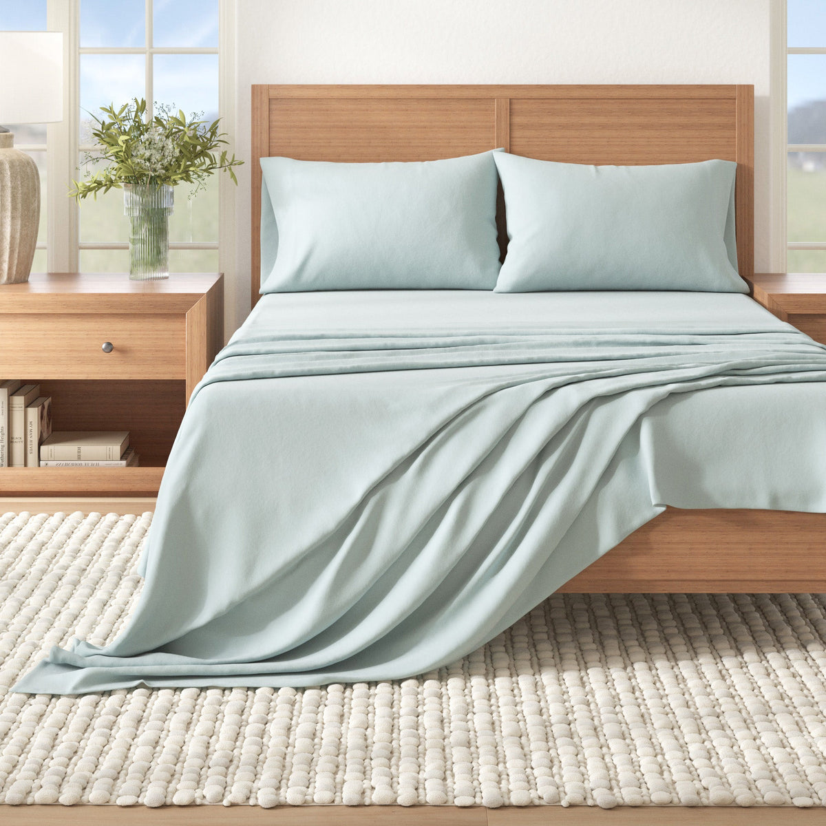 Nordic Solid Cotton Flannel Sheet Set