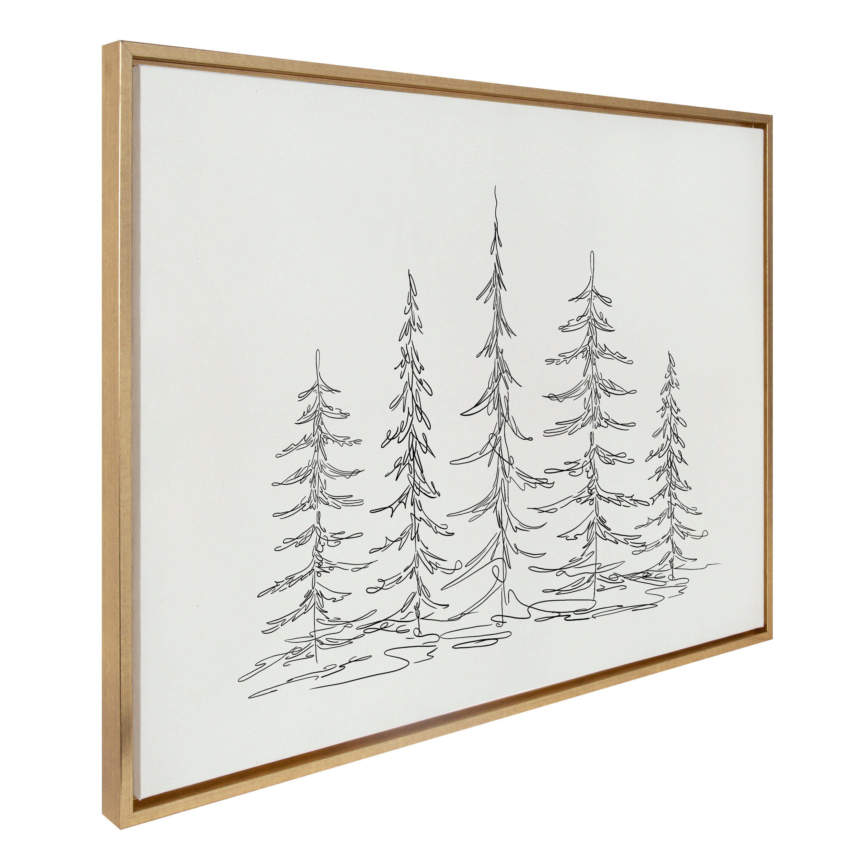 Sylvie Minimalist Evergreen Trees Framed Canvas Art