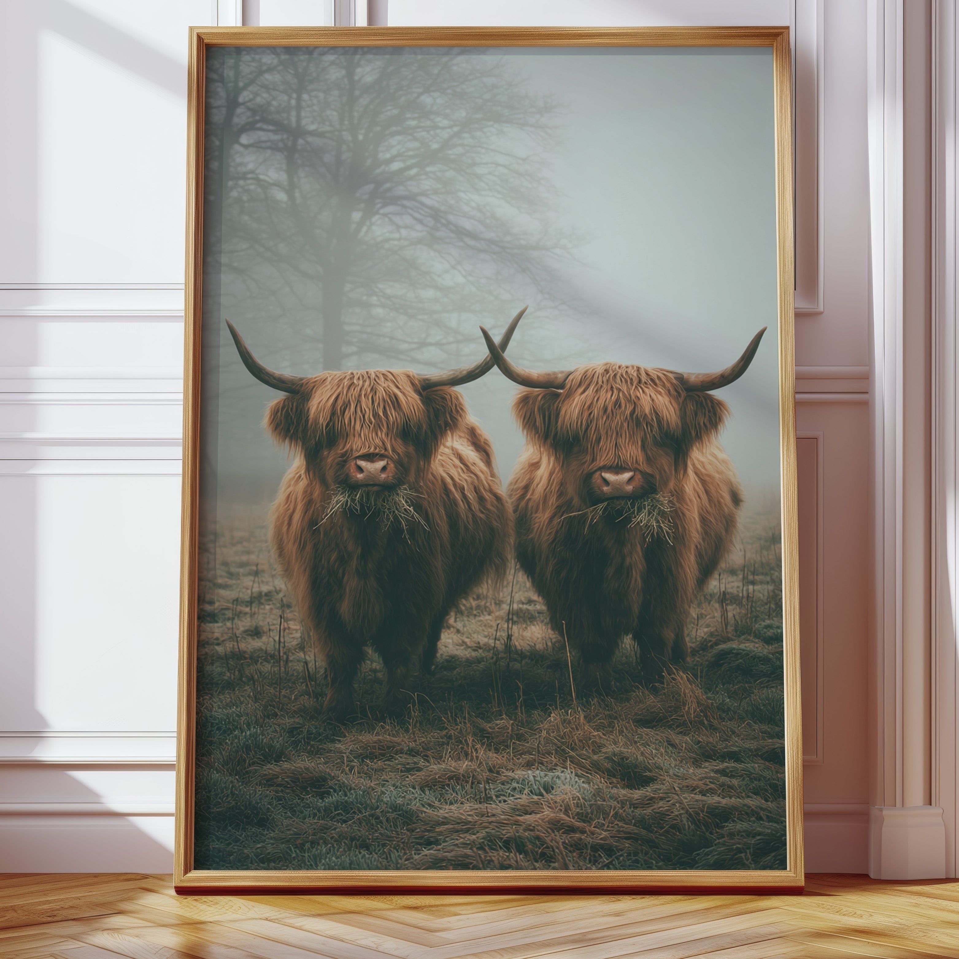 Gentle Giants Beneath Misty Skies wall art by Kooly