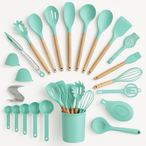 35-Piece Silicone Kitchen Utensil Set with Holder