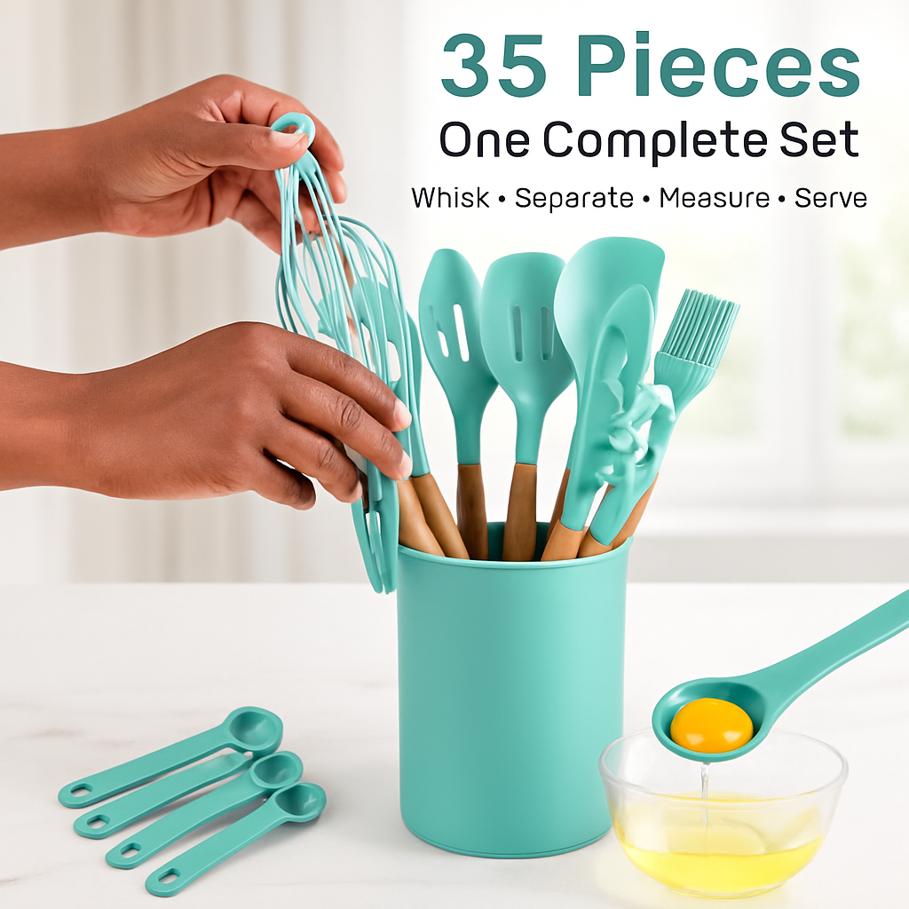 35-Piece Silicone Kitchen Utensil Set with Holder – alternate product view