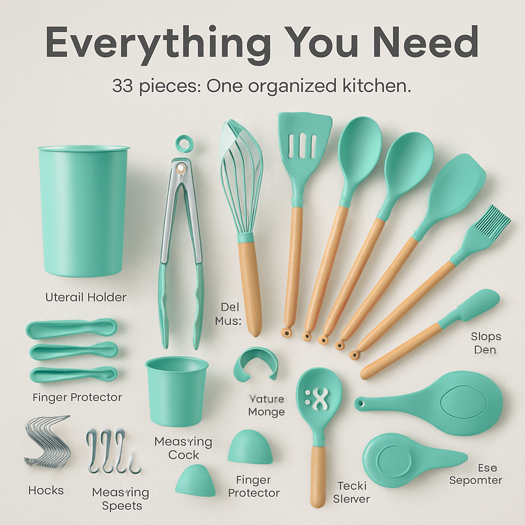 35-Piece Silicone Kitchen Utensil Set with Holder – alternate product view
