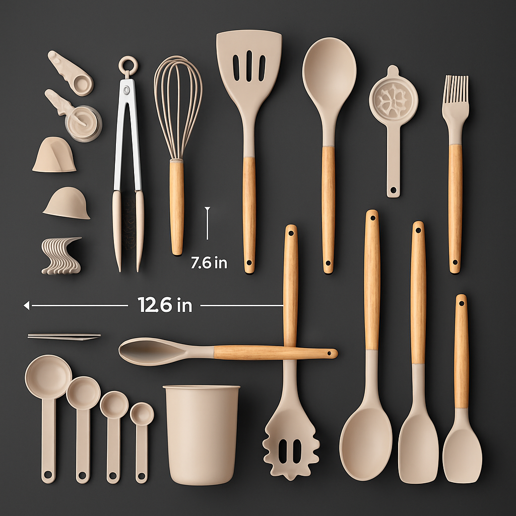 35-Piece Silicone Kitchen Utensil Set with Holder – alternate product view