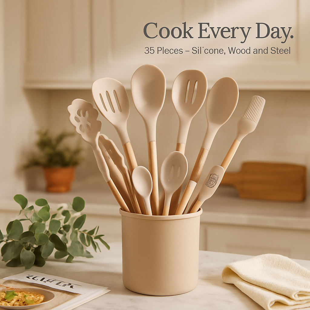 35-Piece Silicone Kitchen Utensil Set with Holder – alternate product view