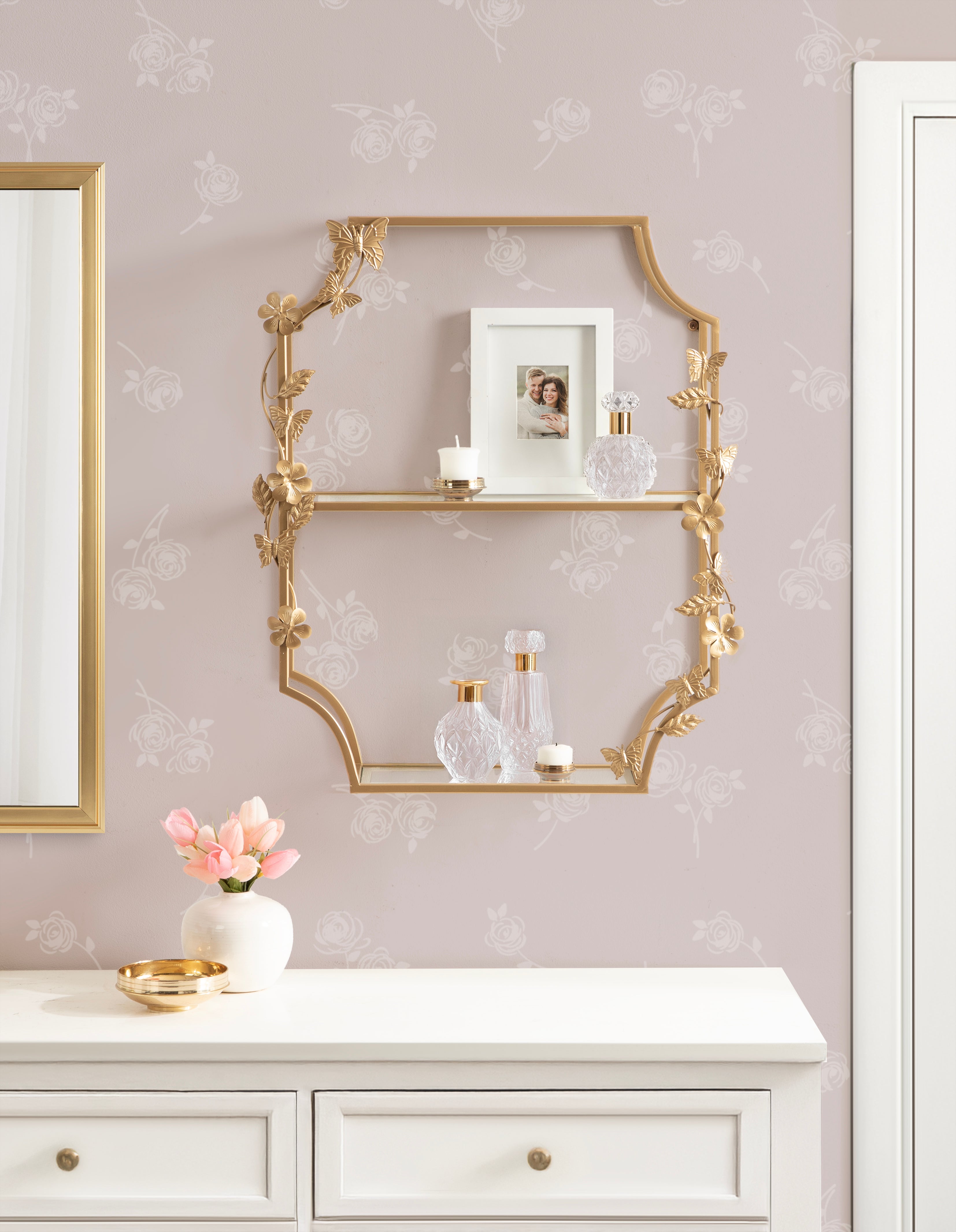 Rosella Floral Tiered Metal Shelf – alternate product view