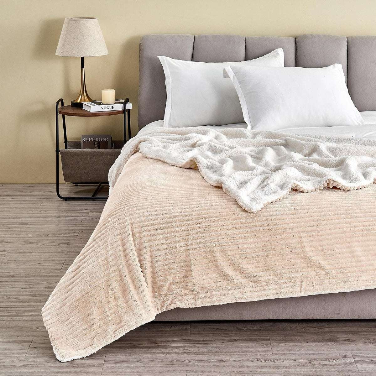 Corduroy Ribbed Sherpa Blanket