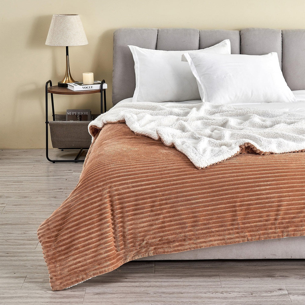 Corduroy Ribbed Sherpa Blanket