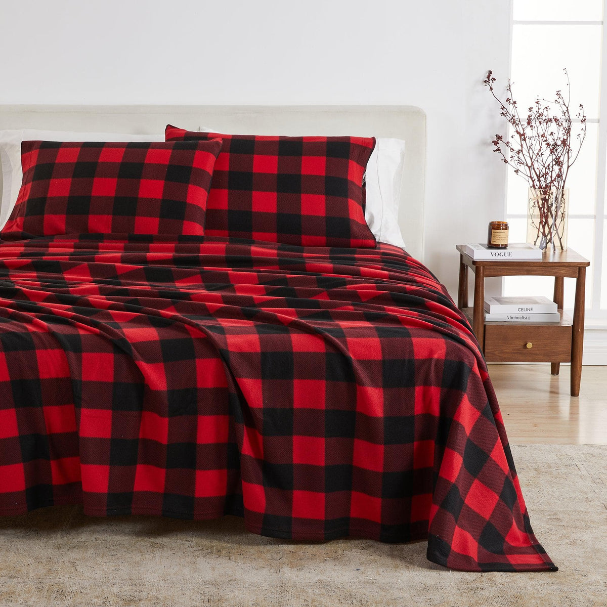 Dara Plaid Fleece Sheet Set