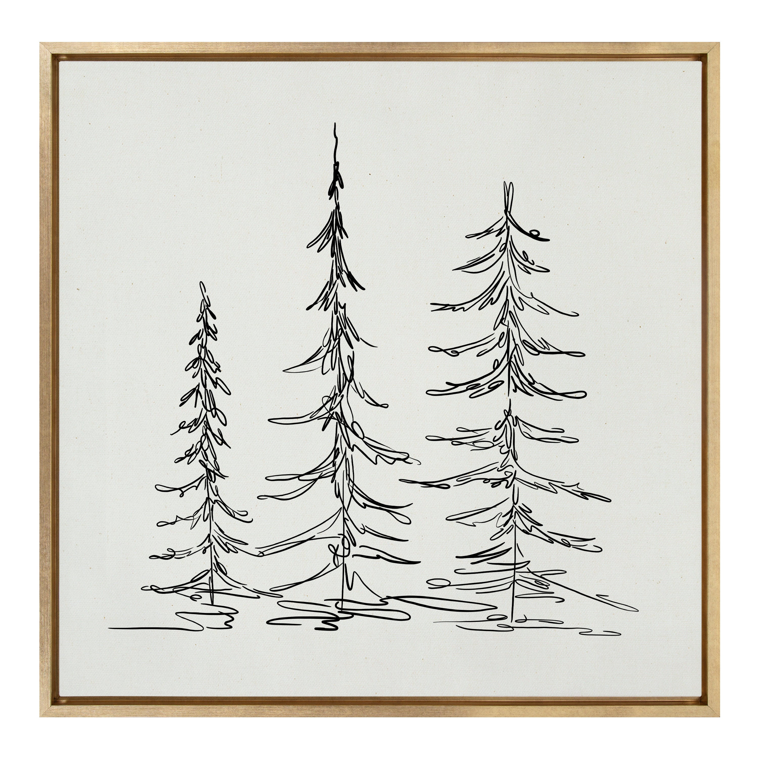 Sylvie Minimalist Evergreen Trees Framed Canvas Art
