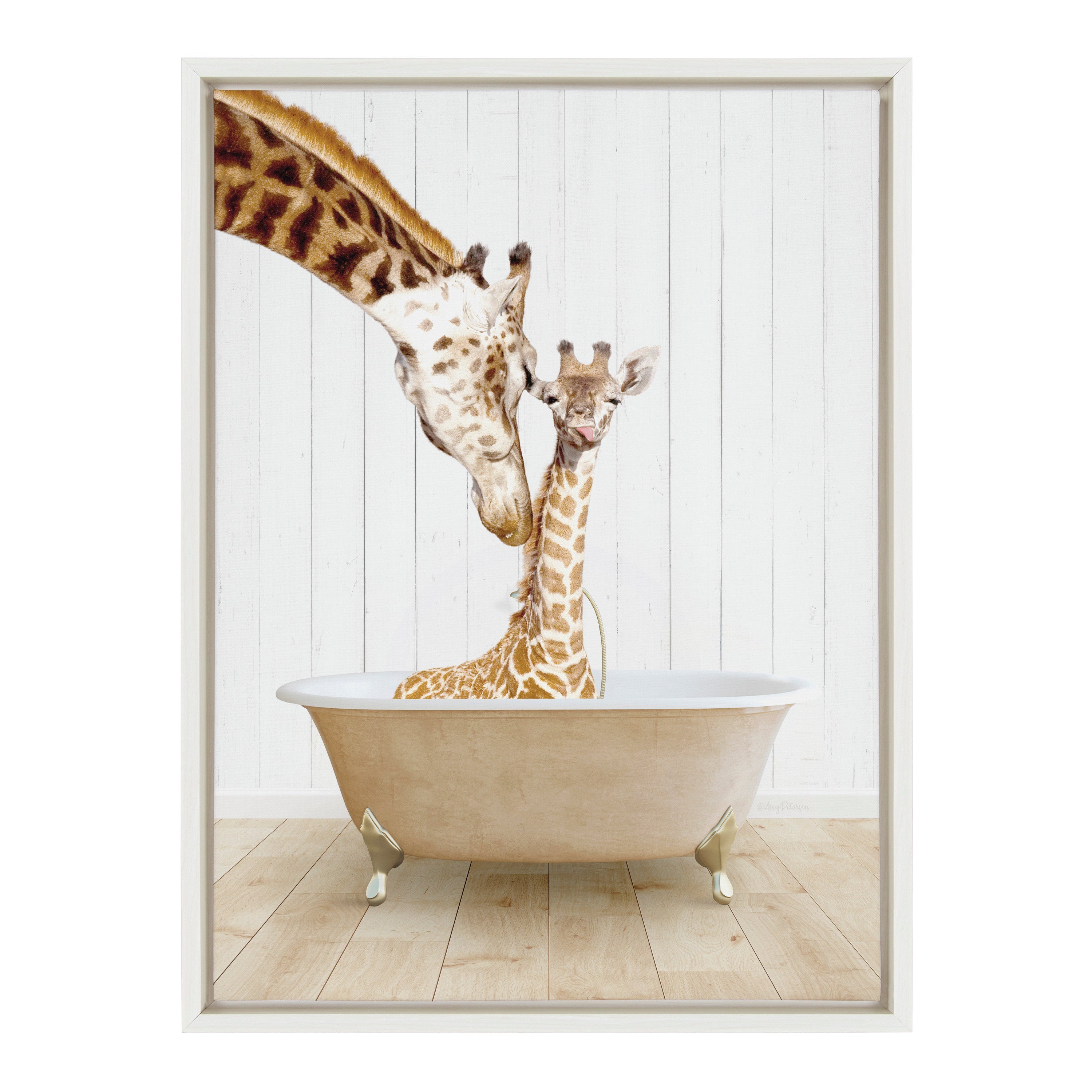 Sylvie Mother and Baby Giraffe Framed Canvas – alternate product view