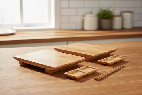 Bamboo sushi serving set