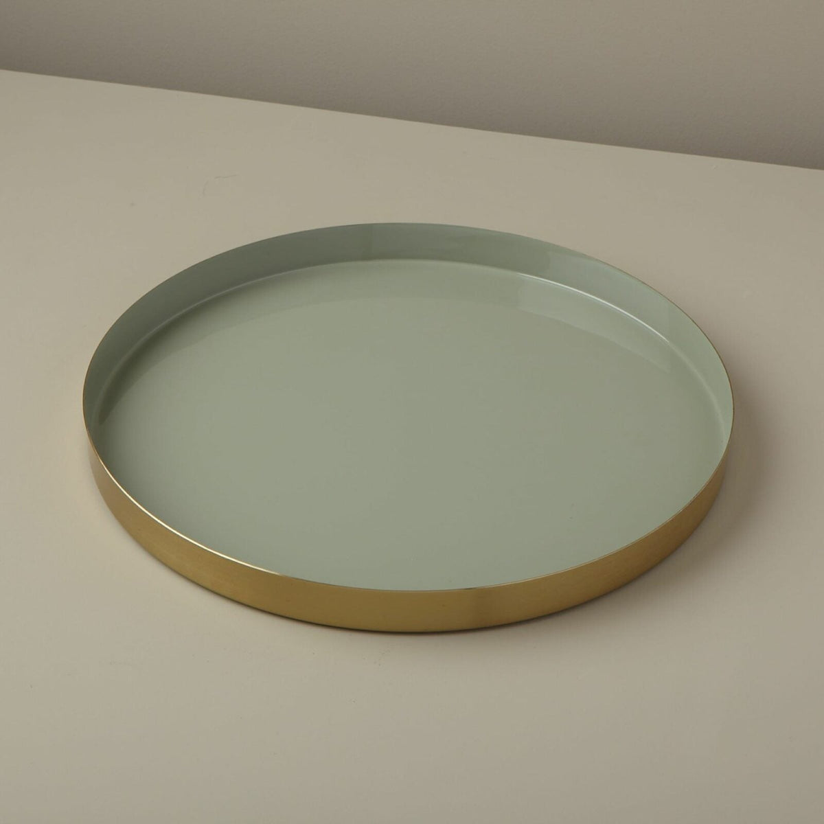 Halo large enamel serving tray with gold-tone rim