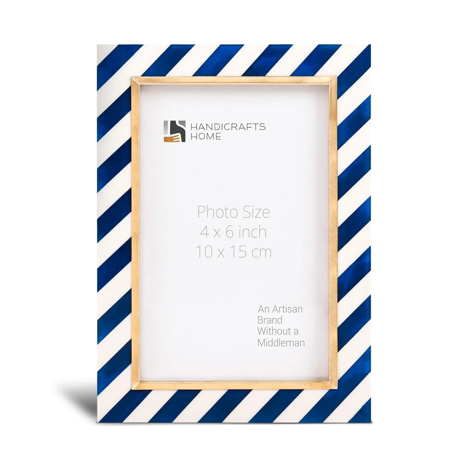 Halo Gondola Blue White Resin & Brass Inlay Picture Frames