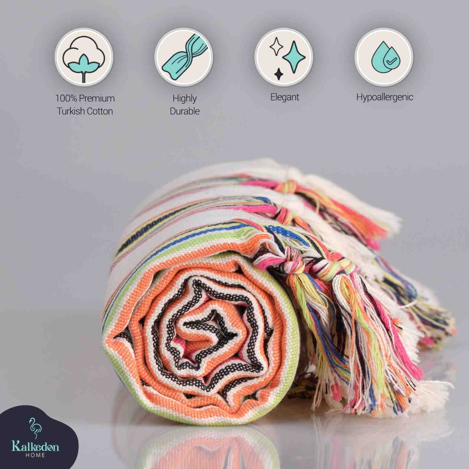 Folded handwoven Turkish blanket