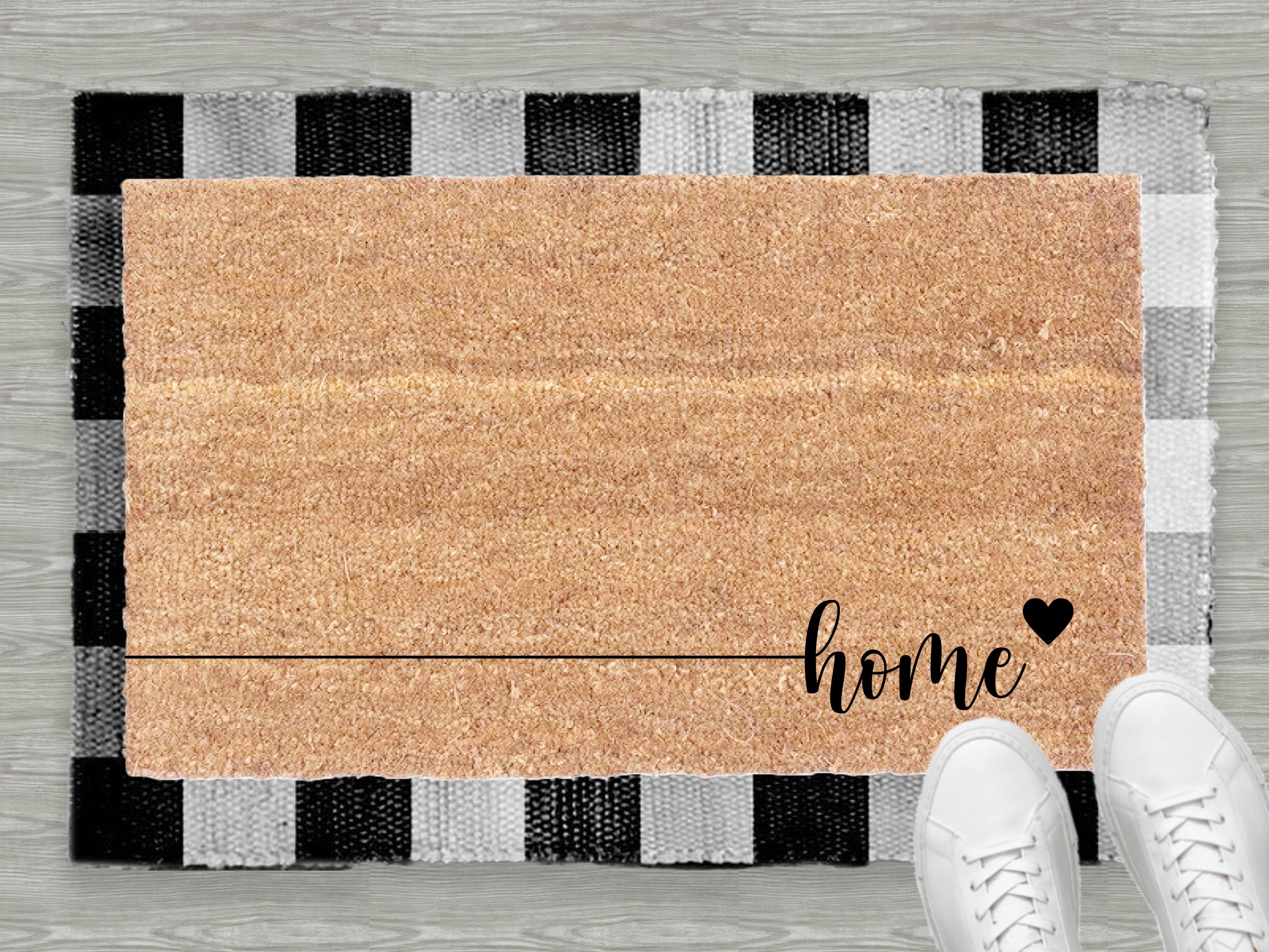 Home Heart coir doormat at an entryway