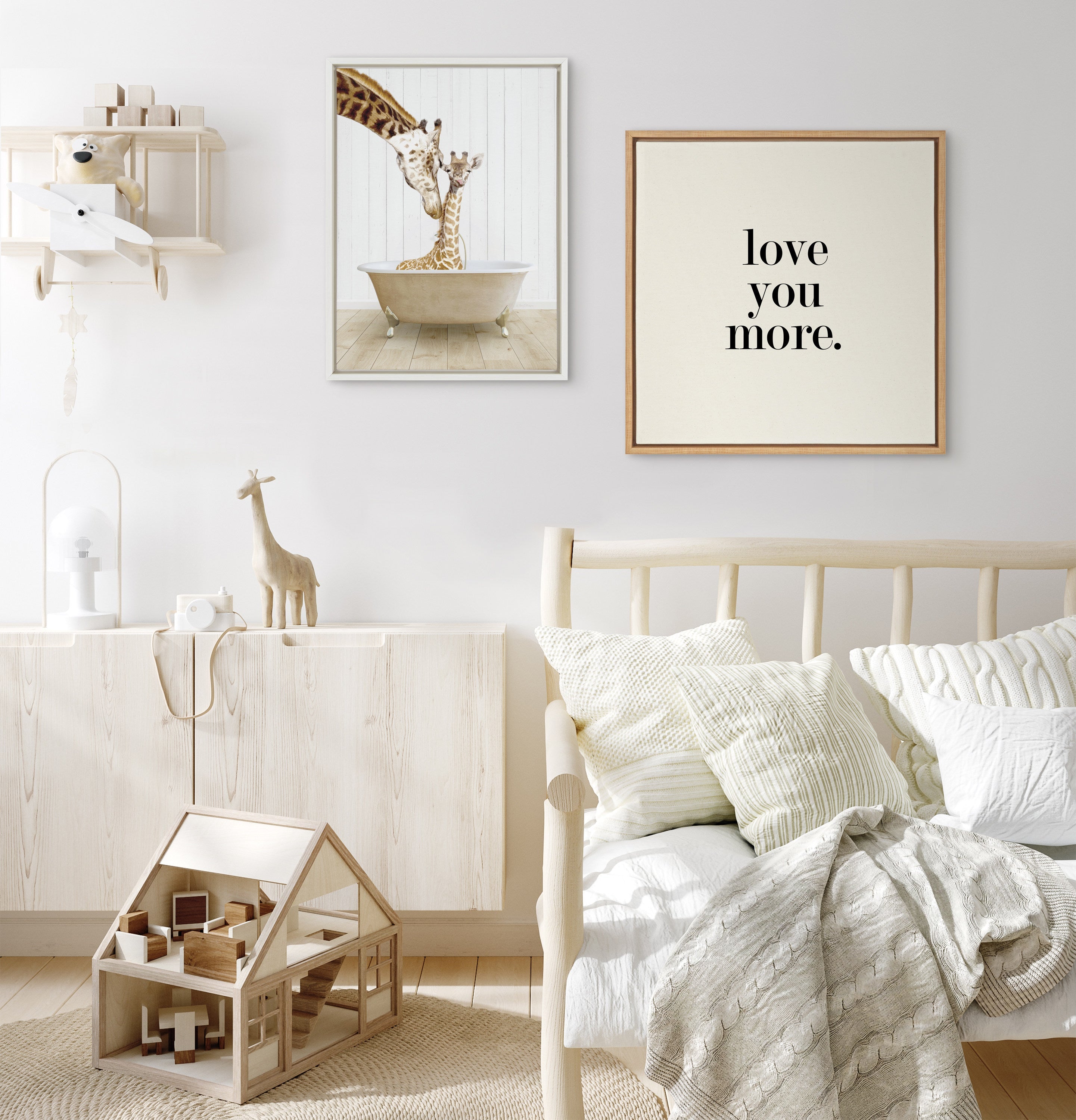 Sylvie Mother and Baby Giraffe Framed Canvas – alternate product view