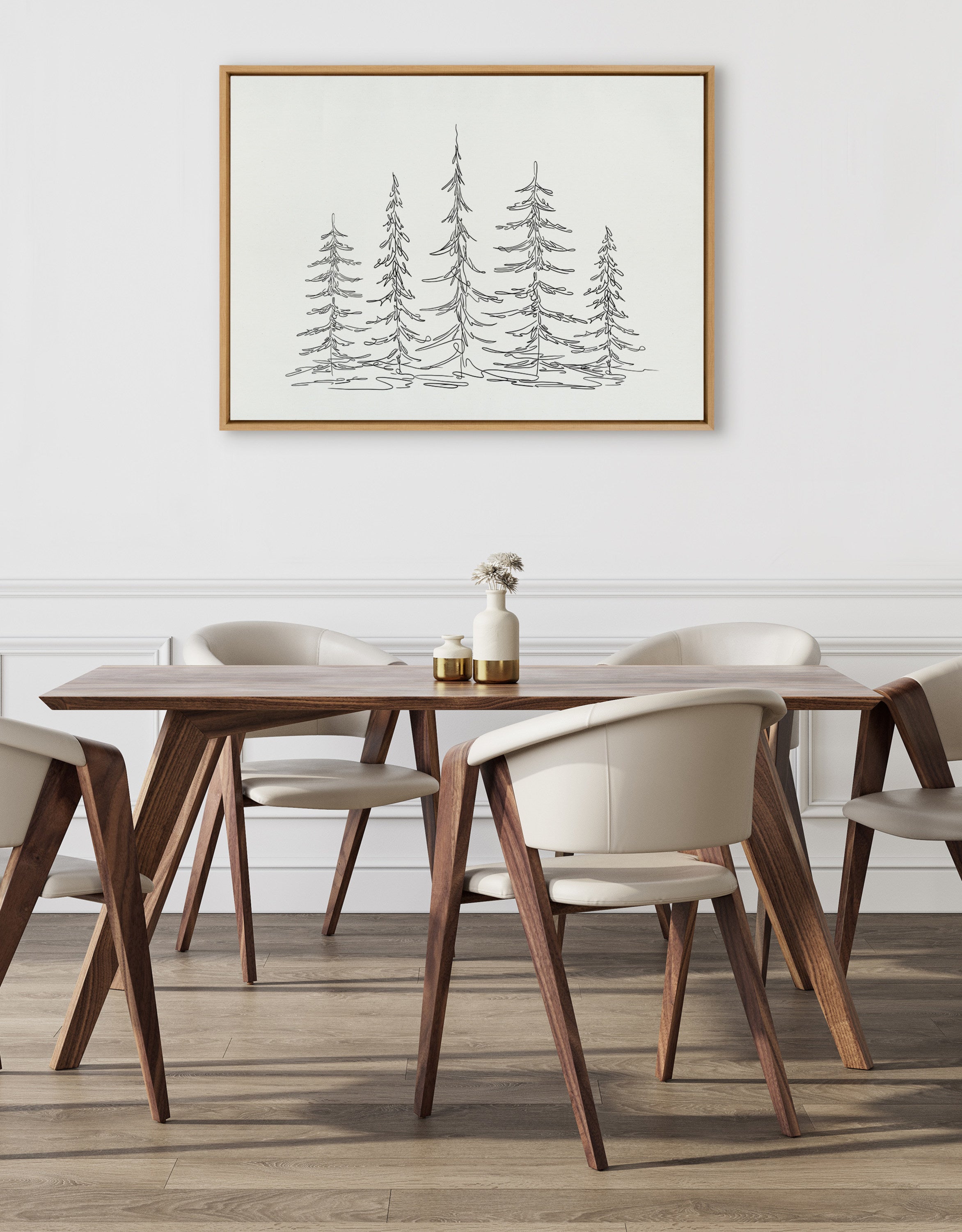 Sylvie Minimalist Evergreen Trees Framed Canvas Art