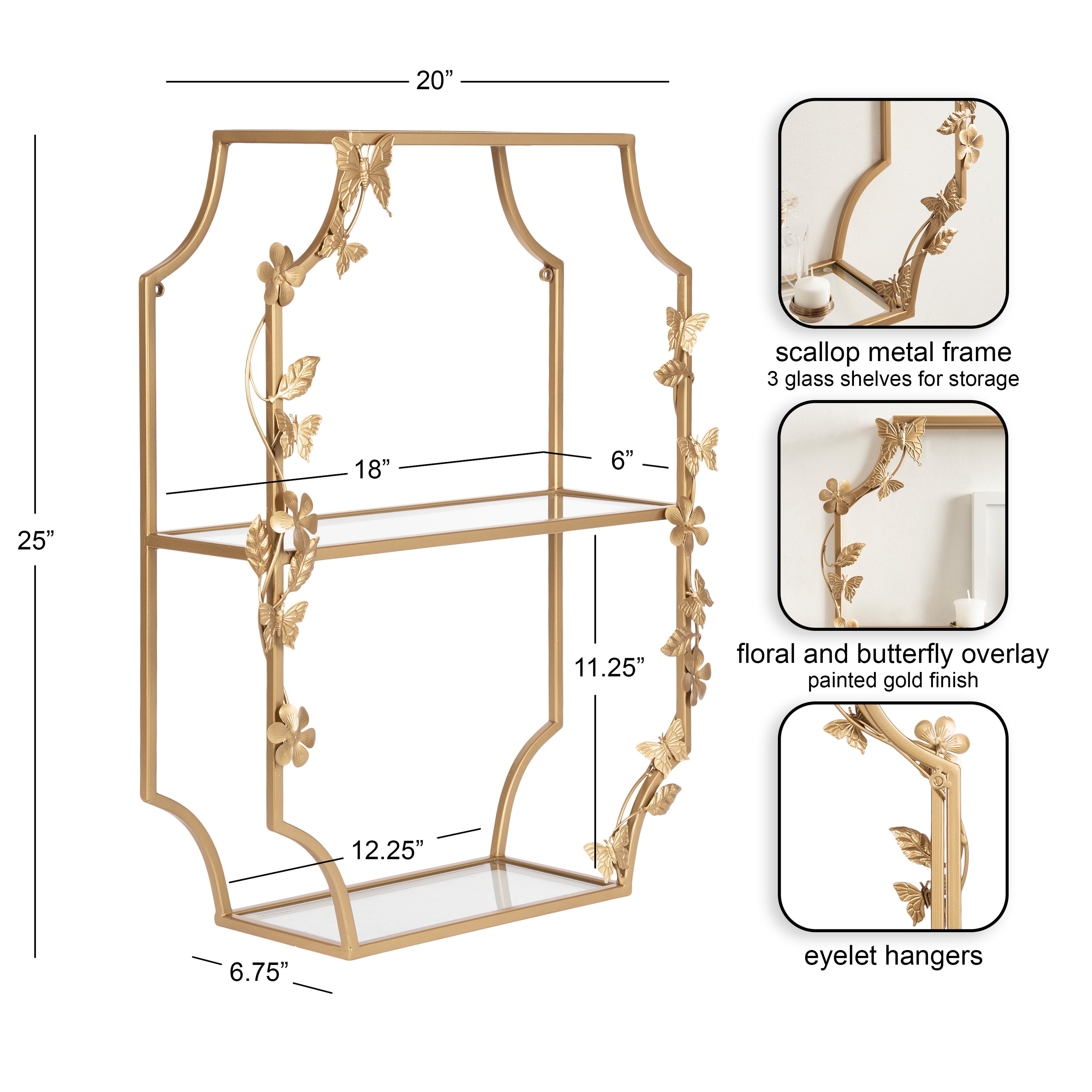 Rosella Floral Tiered Metal Shelf – alternate product view