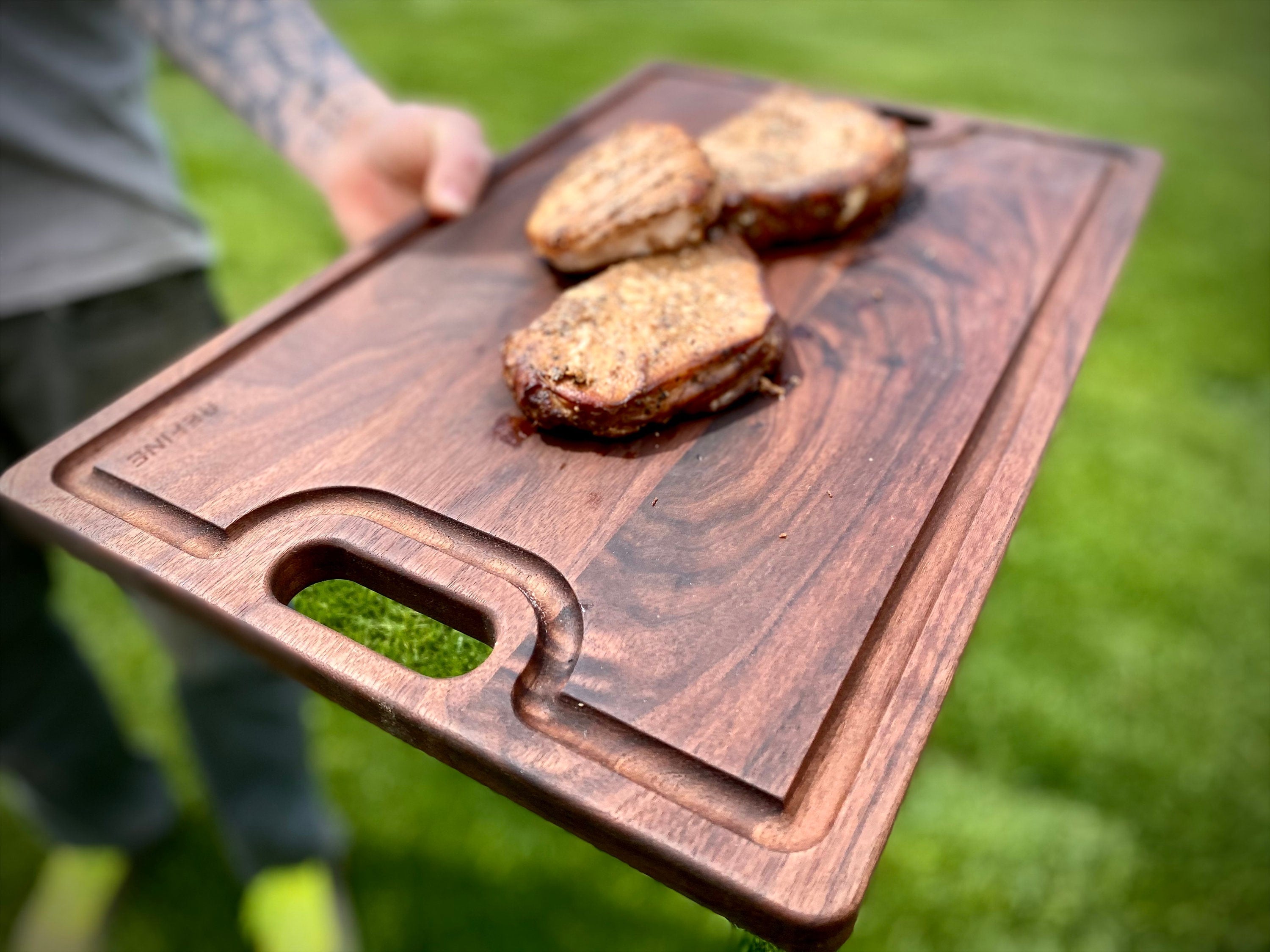 18" × 12" Reversible Wood Cutting Board with Handles