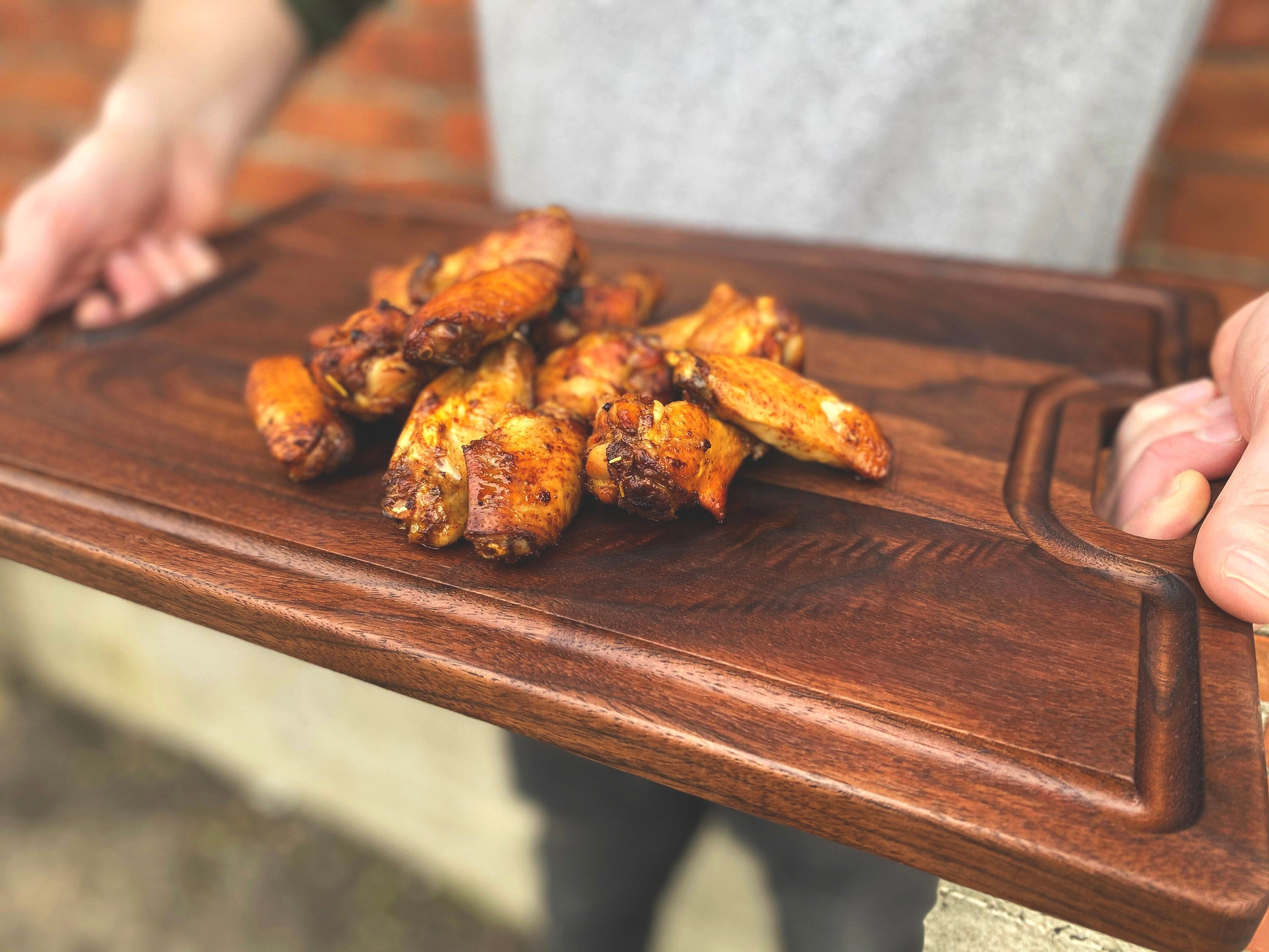 18" × 12" Reversible Wood Cutting Board with Handles – alternate product view