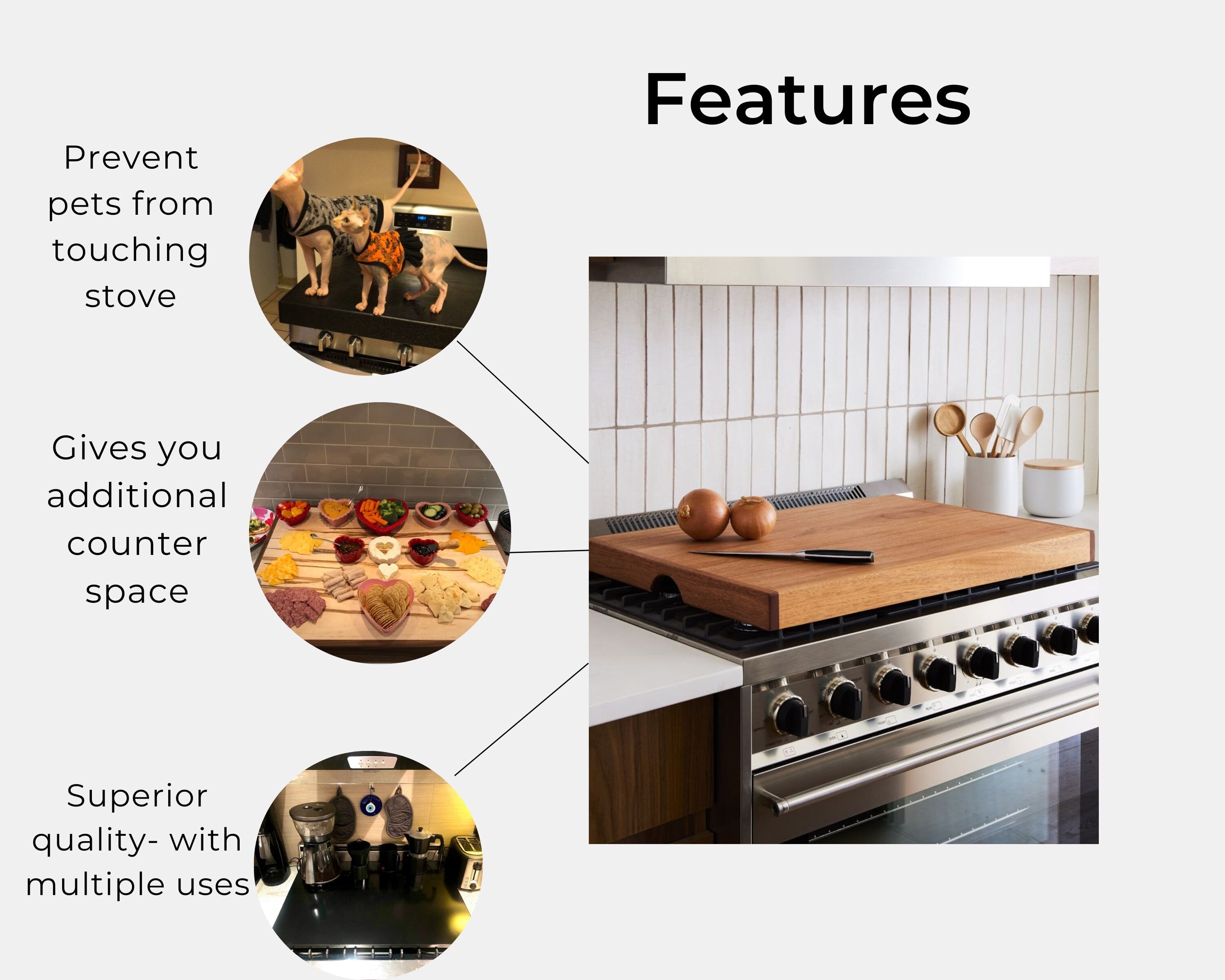Stove Top Cover and Cutting Board (African Mahogany)