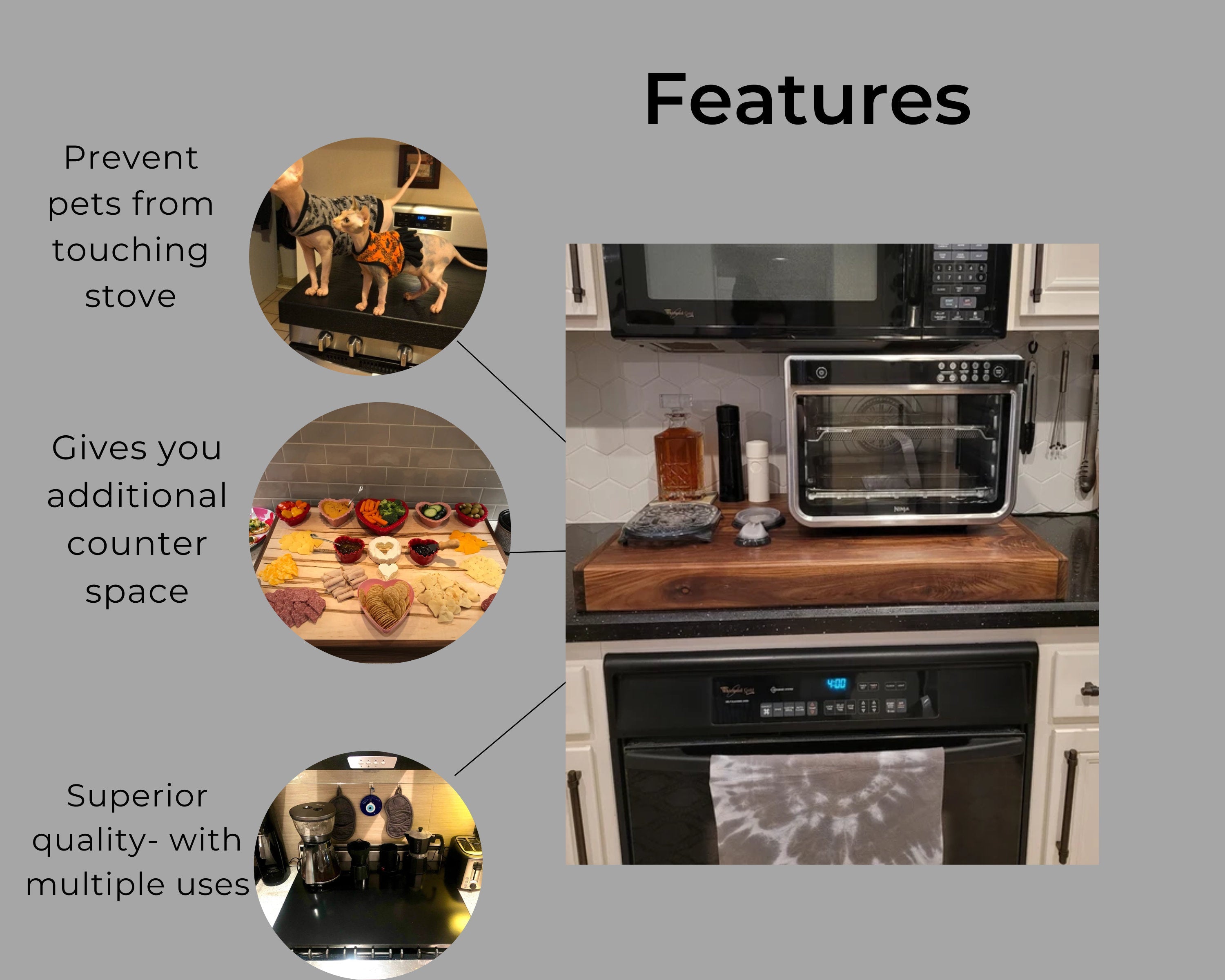 Stove Top Cover and Cutting Board (Black Walnut)