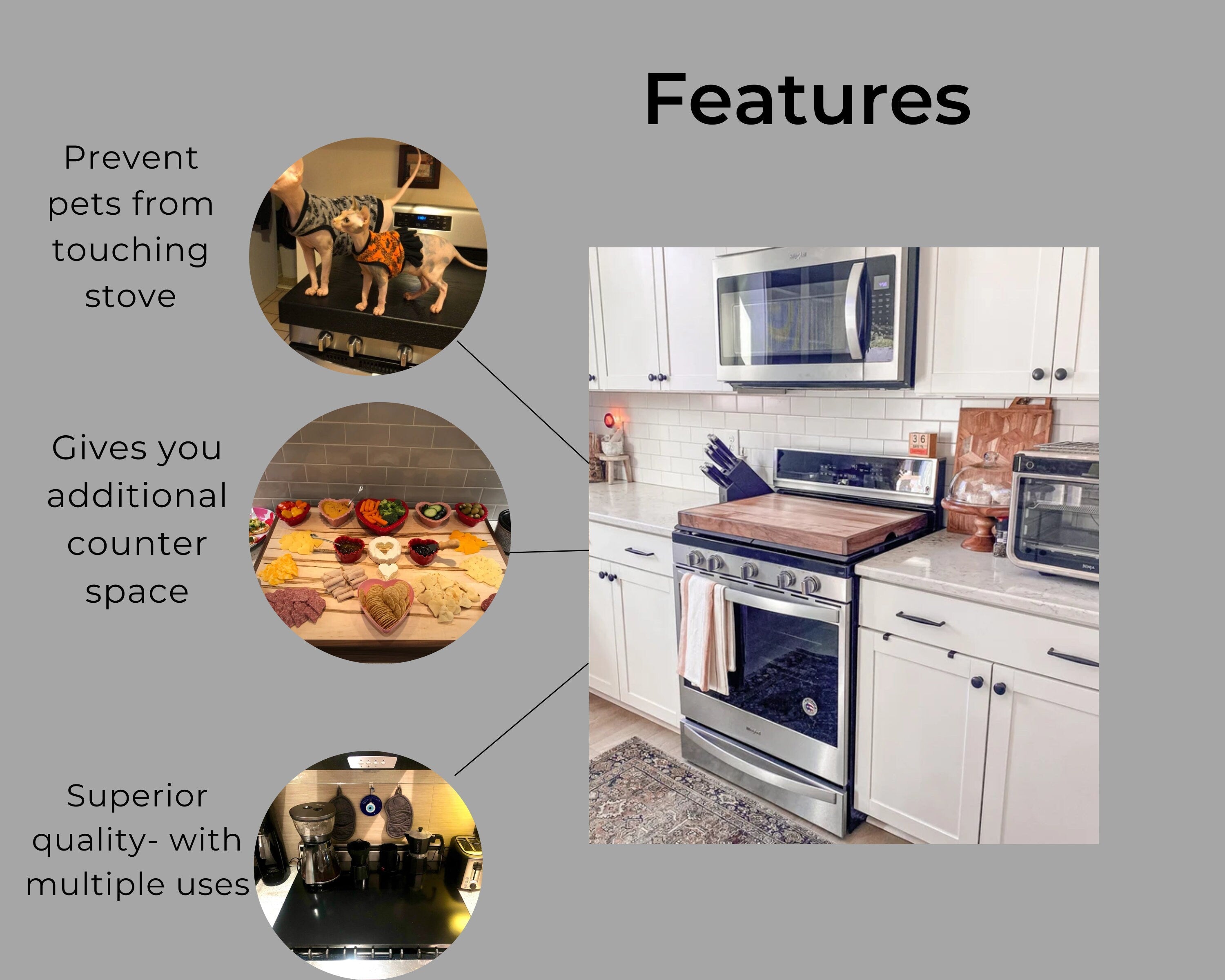 Stove Top Cover and Cutting Board (Ashland Multi-Material)