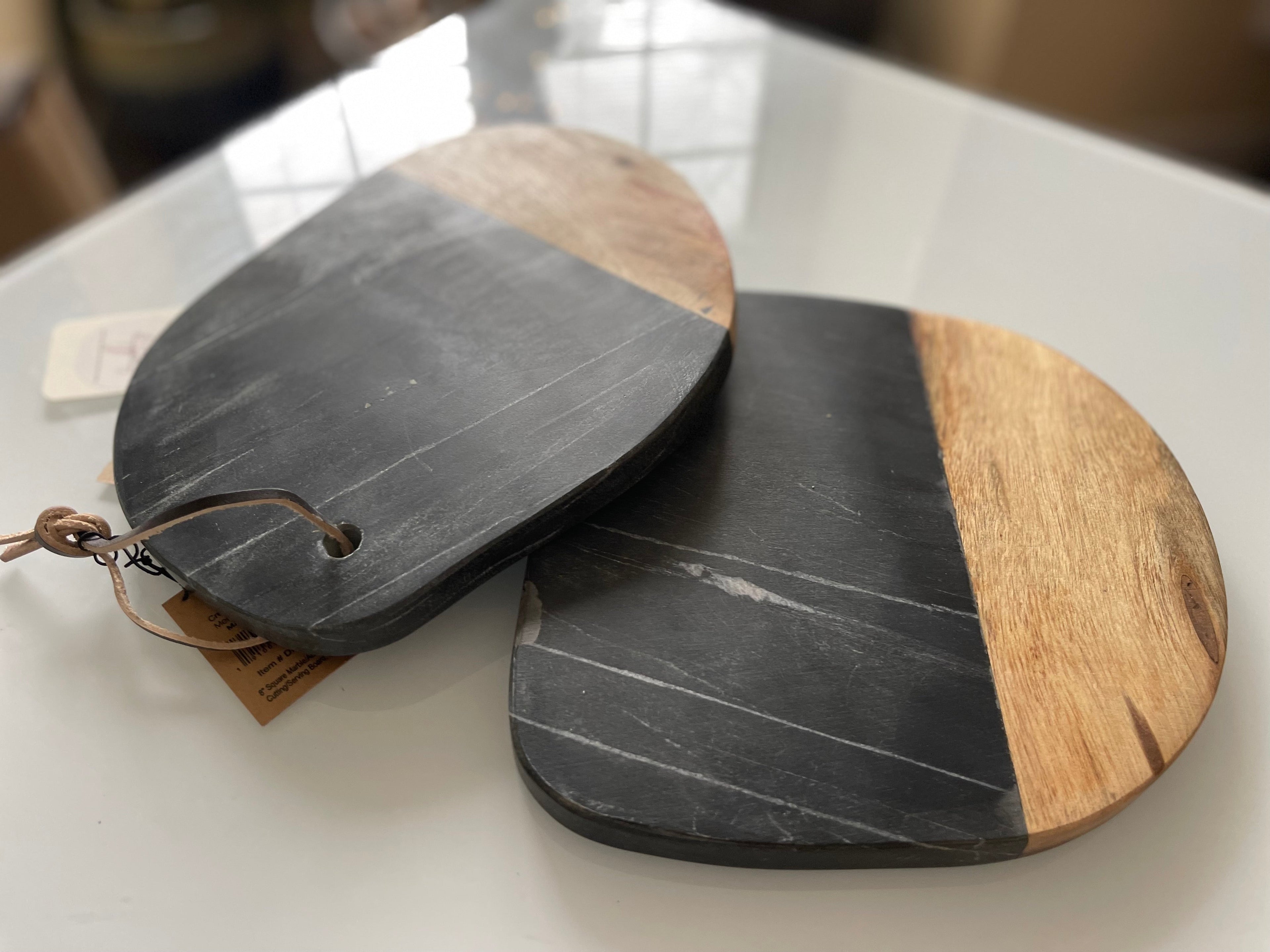 Black marble and wood cheese board