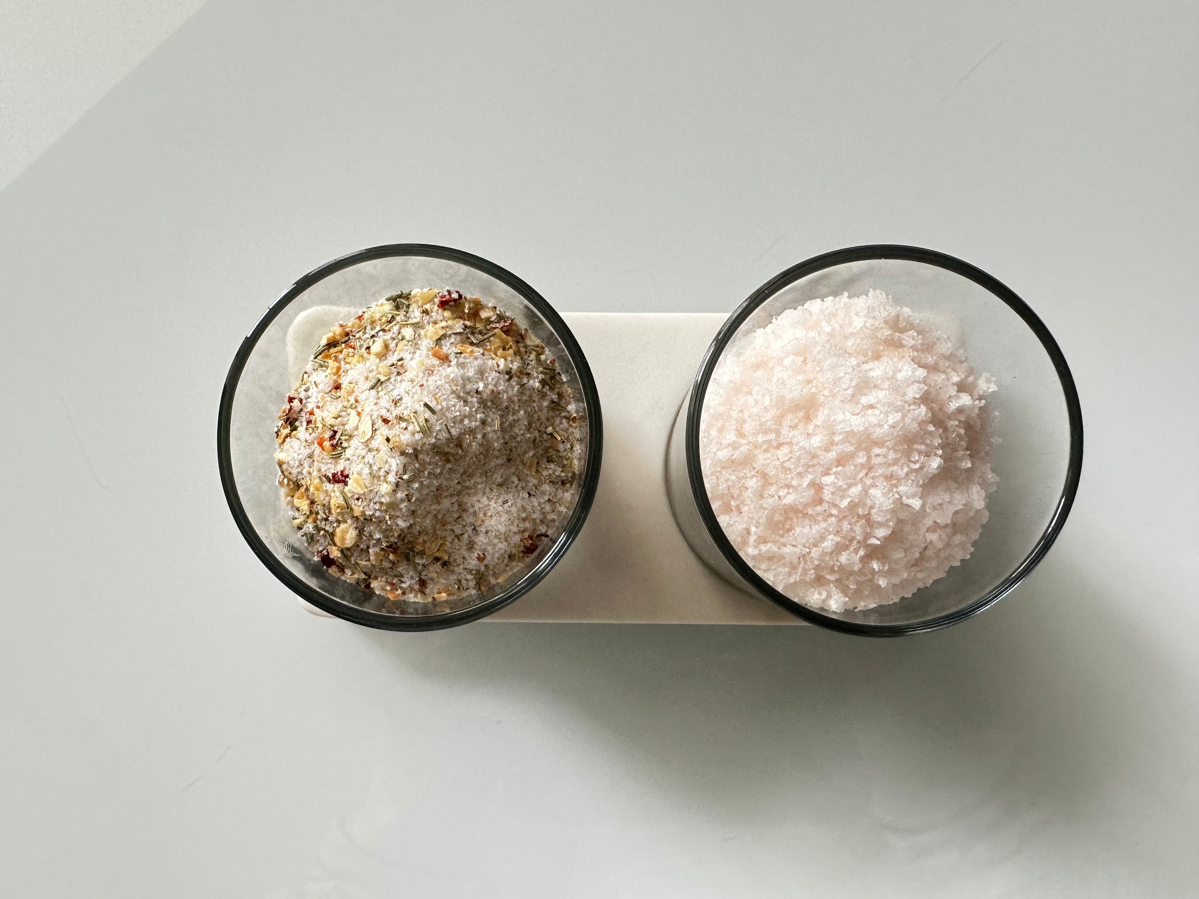 Glass and marble condiment set