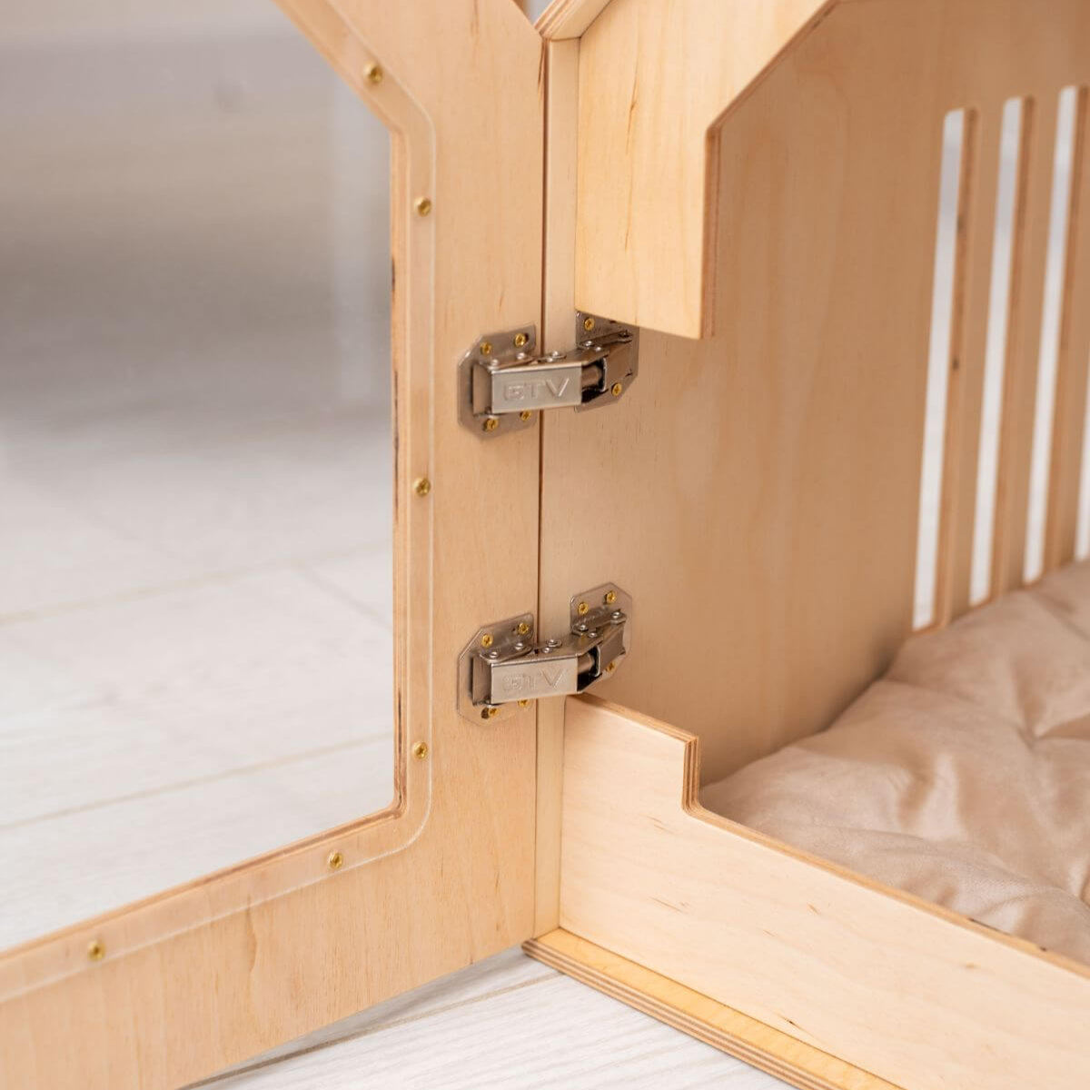 Indoor dog house with open front