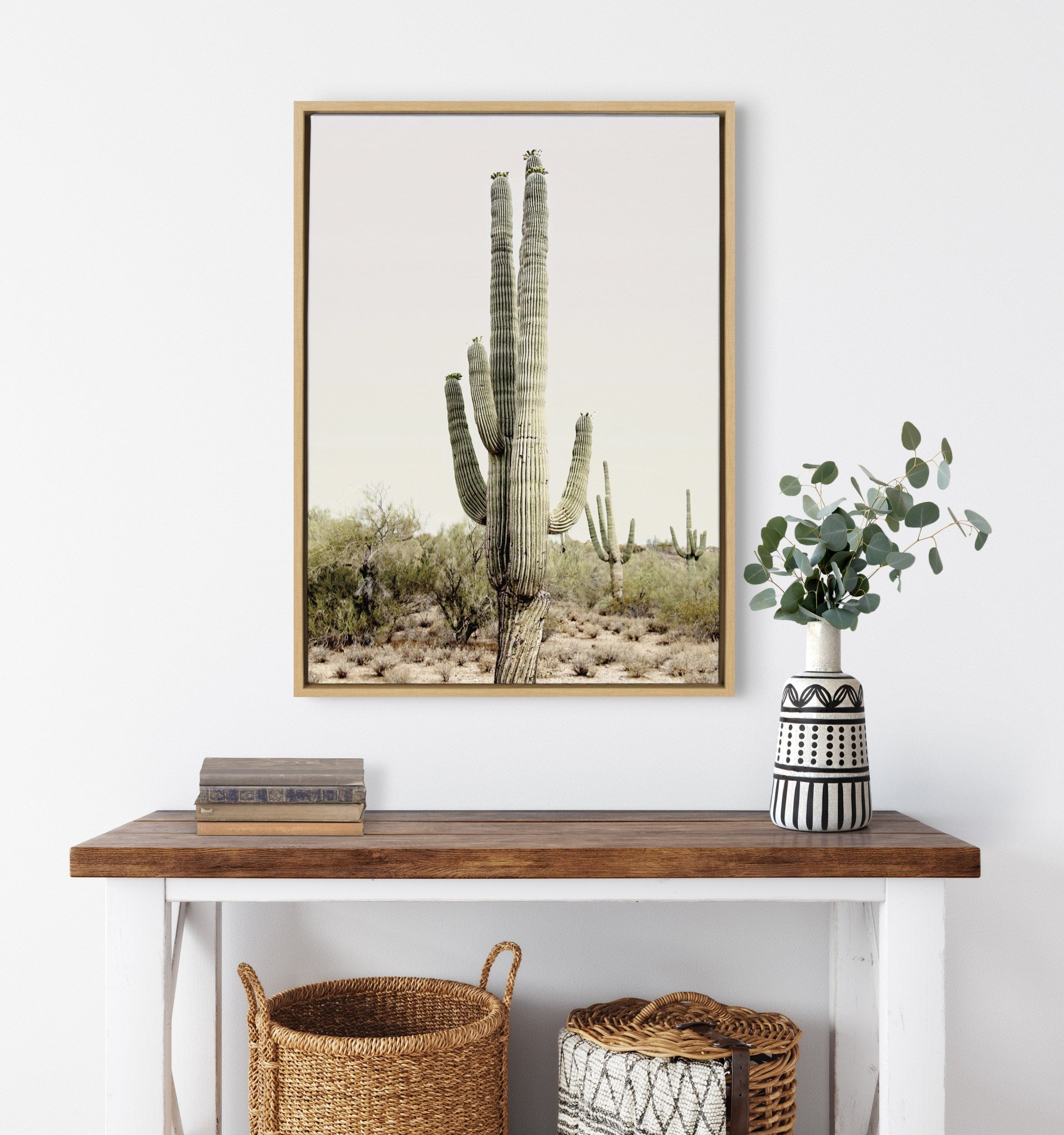 Sylvie Sunrise Cactus Framed Canvas Art