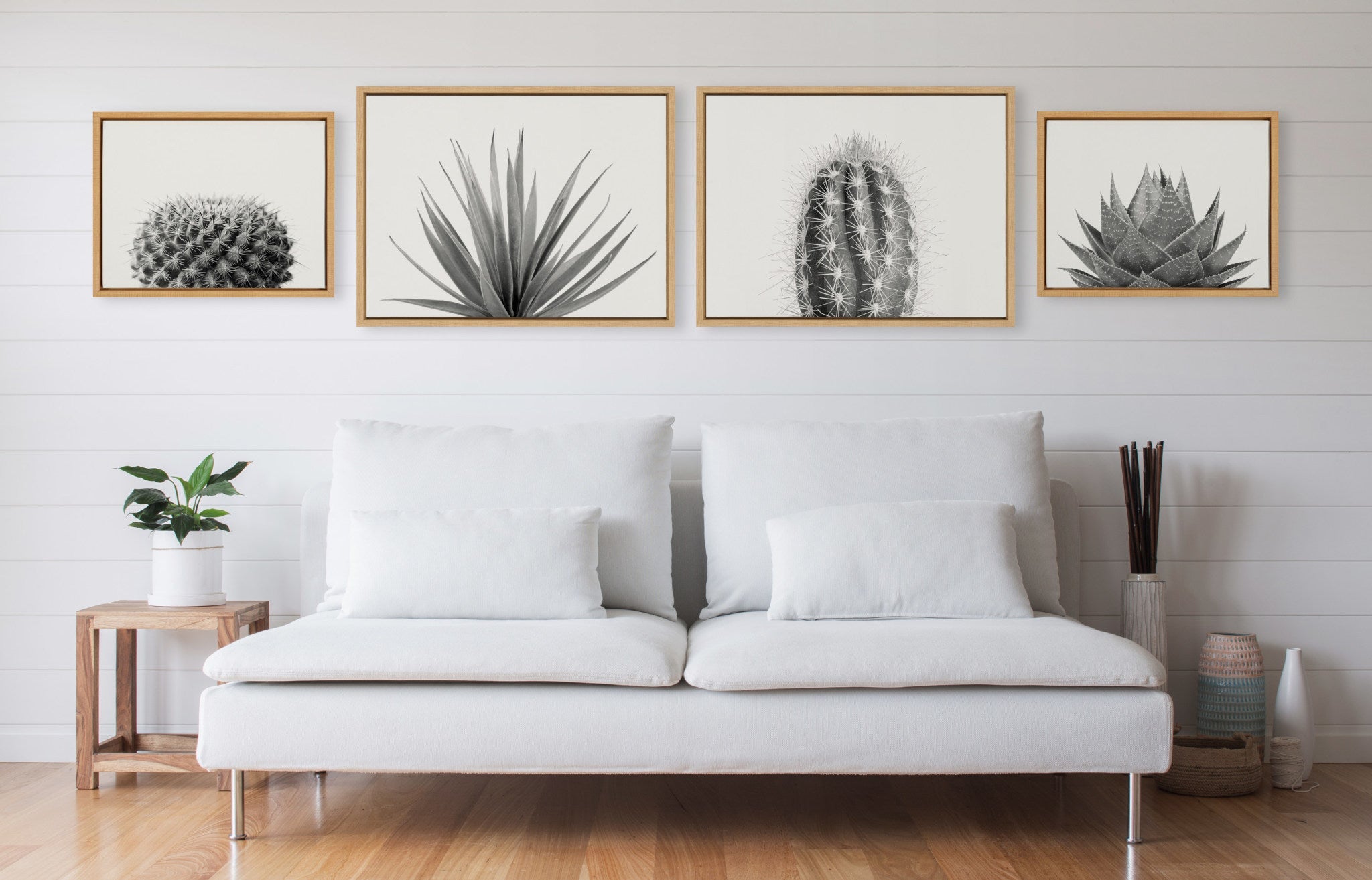 Sylvie Haze Succulent & Cactus 4-Piece Framed Canvas Art Set