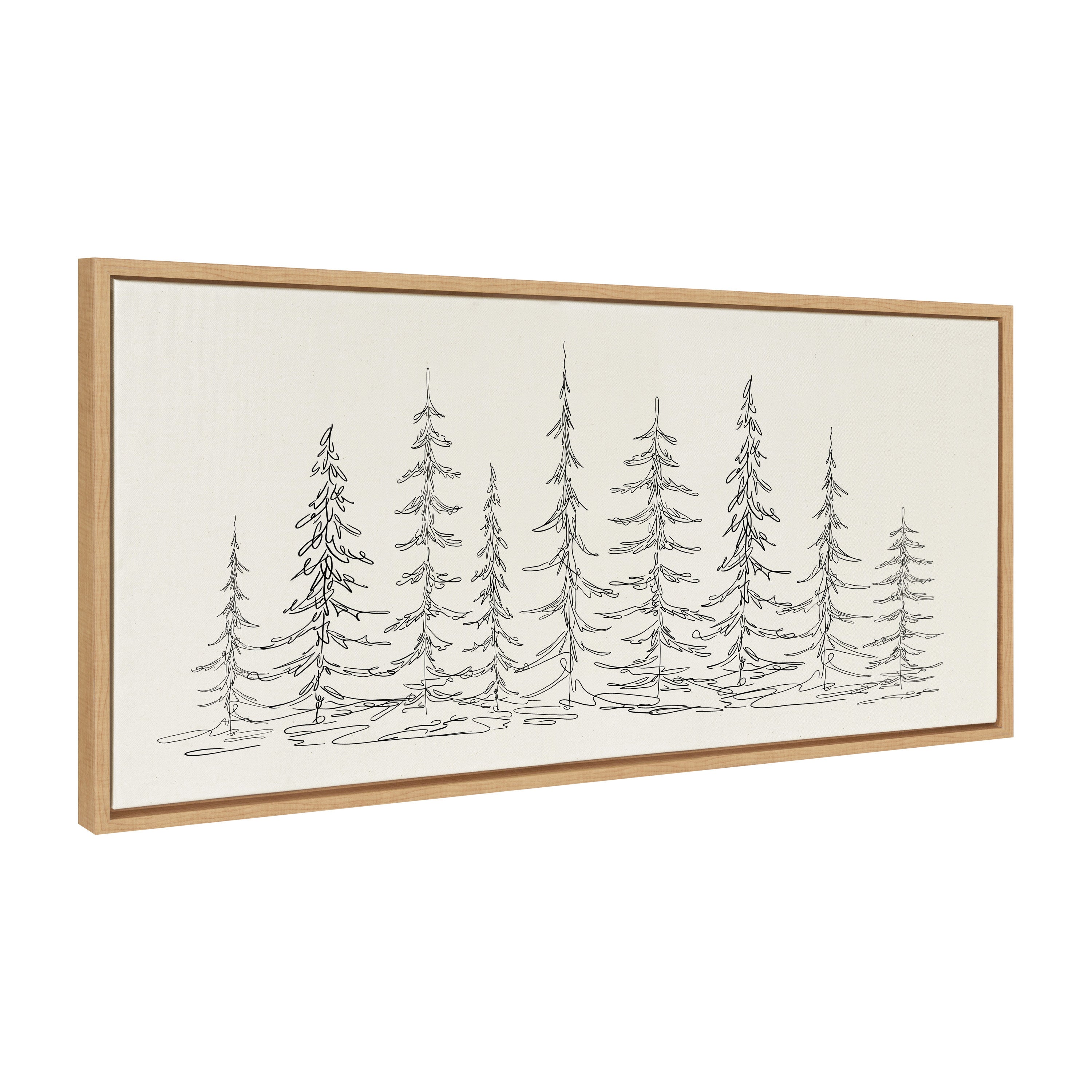 Sylvie Minimalist Evergreen Trees Framed Canvas Art