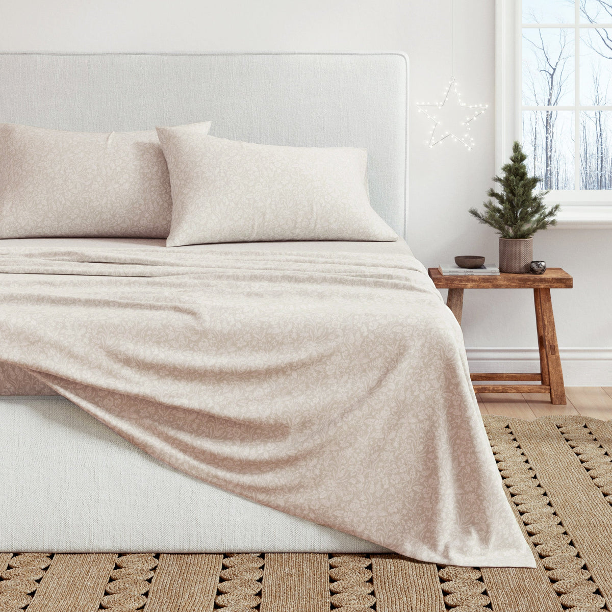Winter Floral Turkish Cotton Flannel Sheet Set
